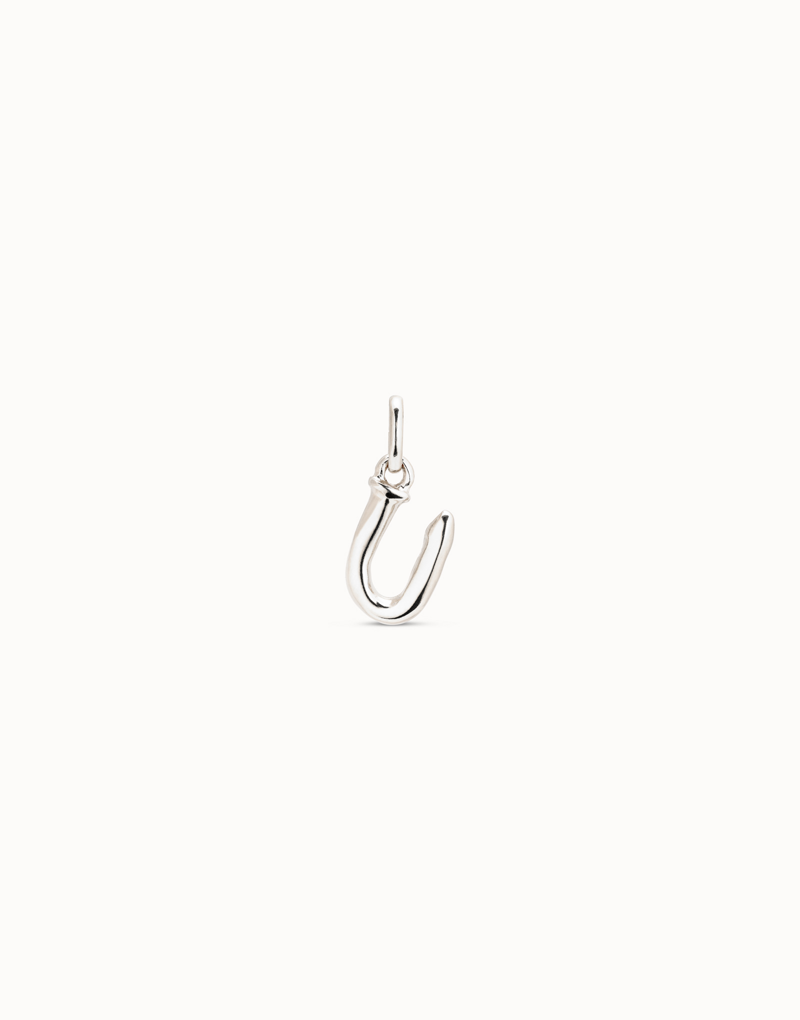 Sterling silver-plated letter U charm, Silver, large image number null