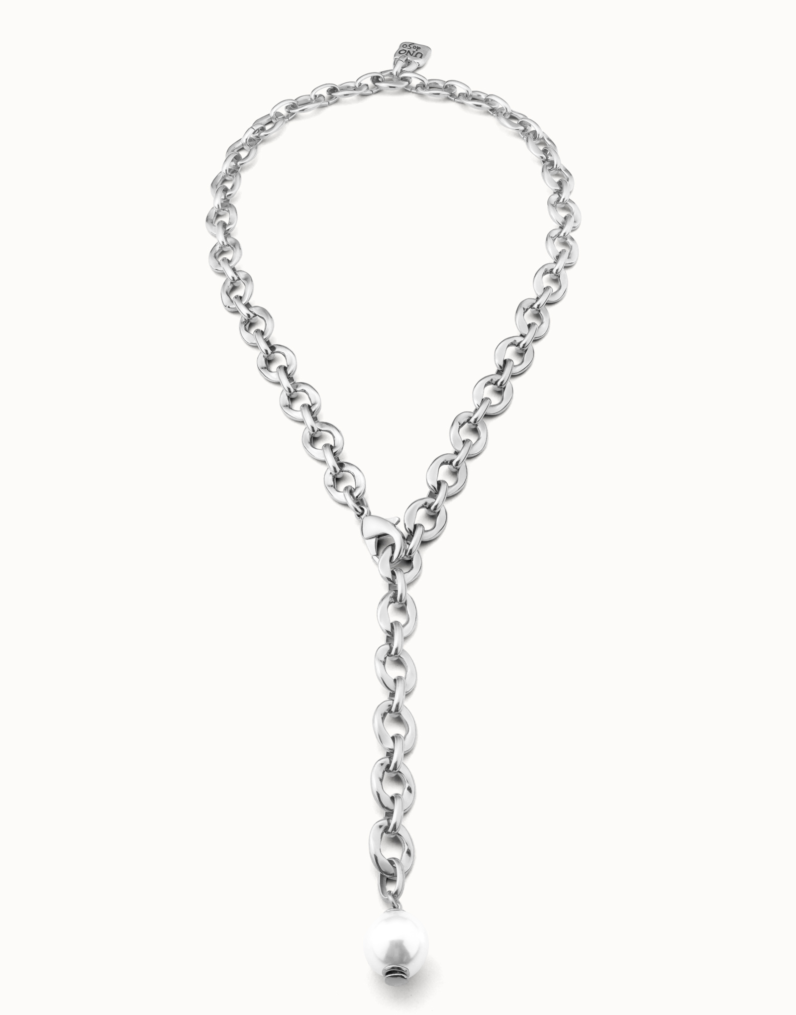 Sterling silver-plated necklace with oval links, Silver, large image number null