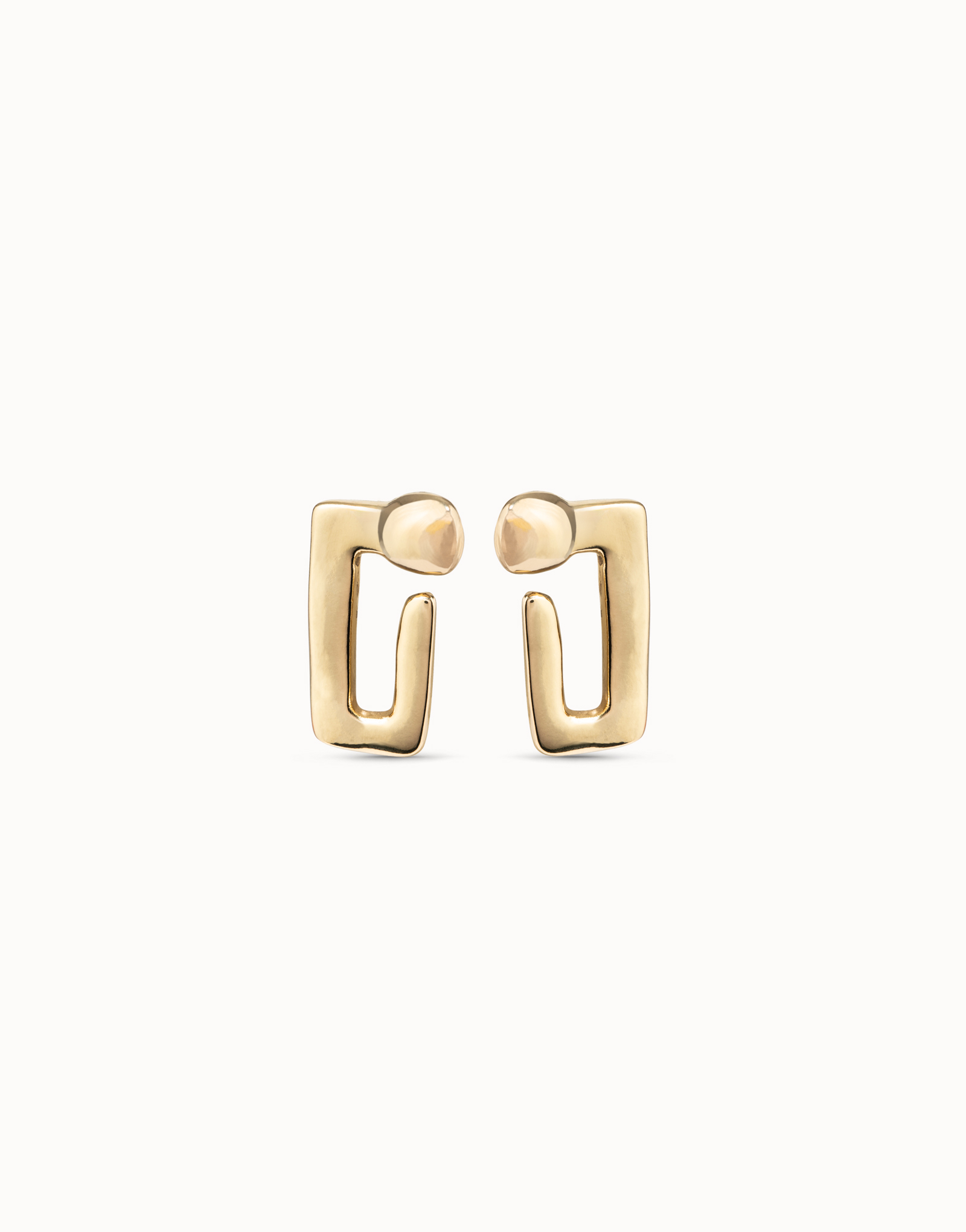 18K gold-plated medium sized rectangular nail shaped stud earrings, Golden, large image number null