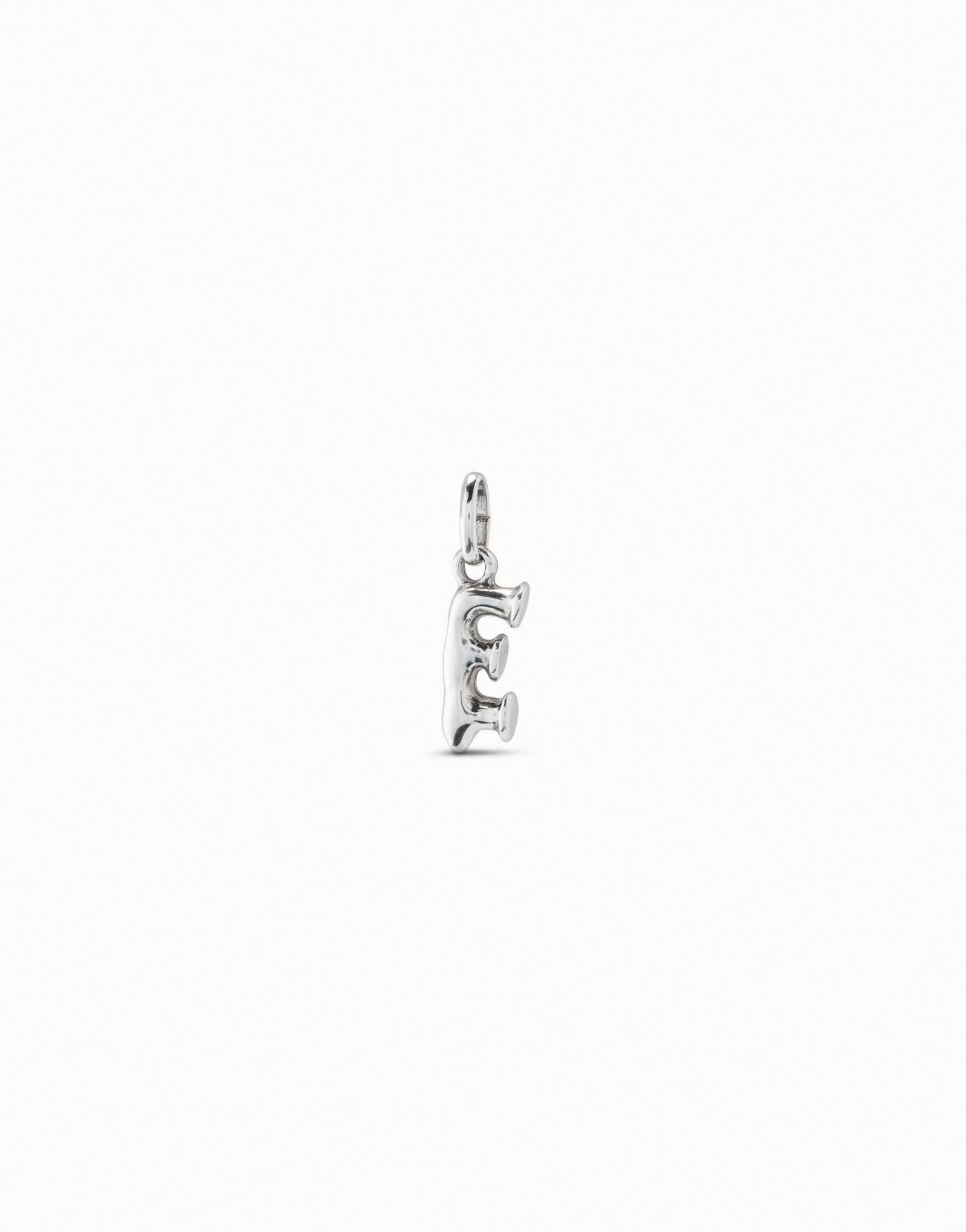 Sterling silver-plated letter E charm, Silver, large image number null