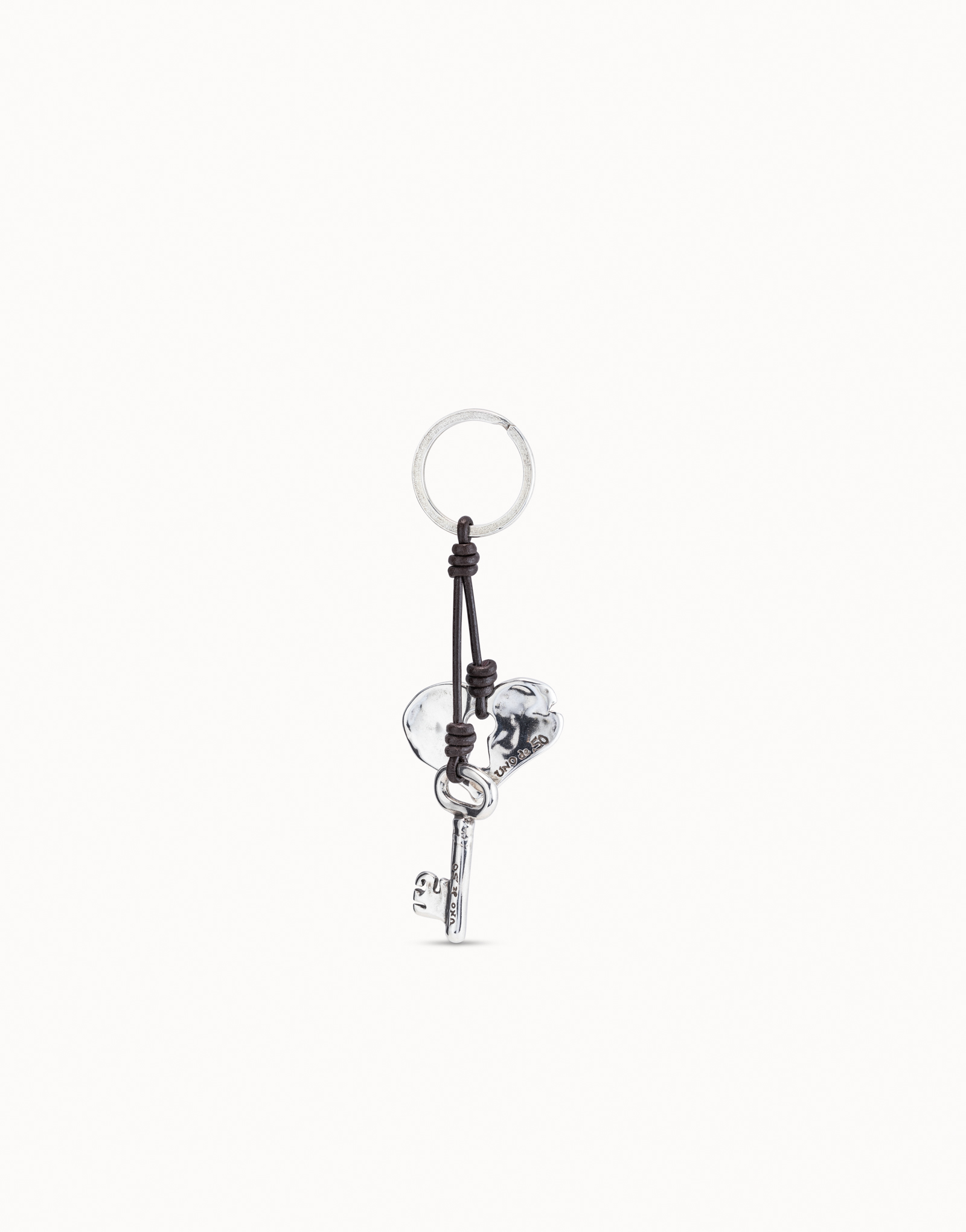 Sterling silver-plated heart key-ring, Silver, large image number null