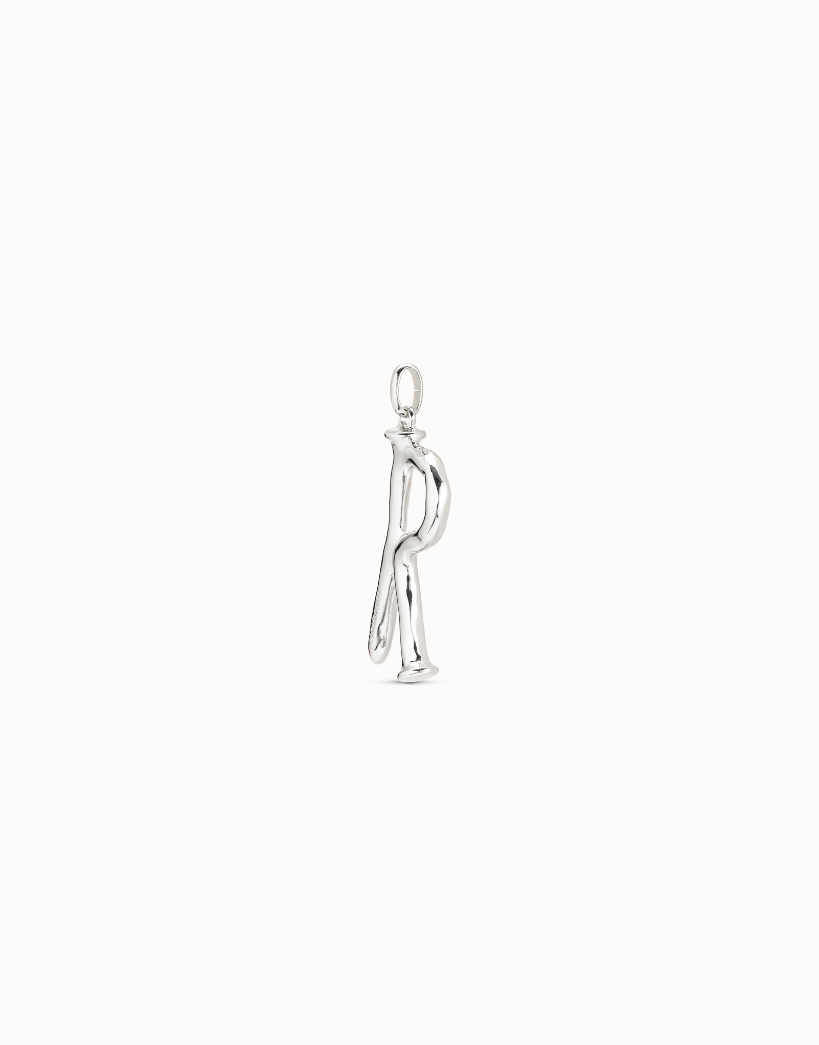 Sterling silver-plated letter R pendant, Silver, large image number null