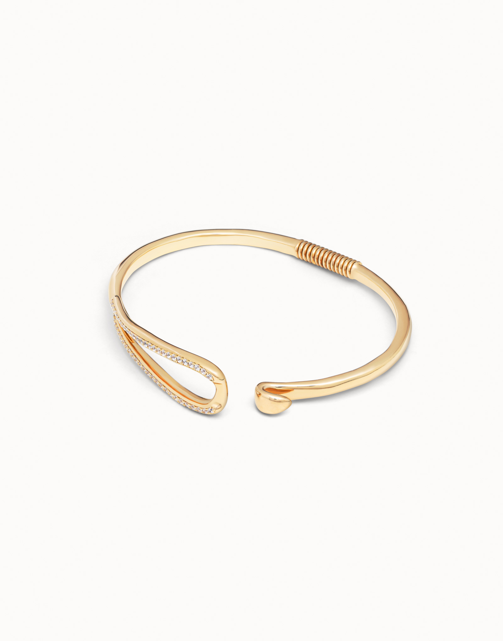 18K gold-plated link shaped bracelet with topaz, Golden, large image number null