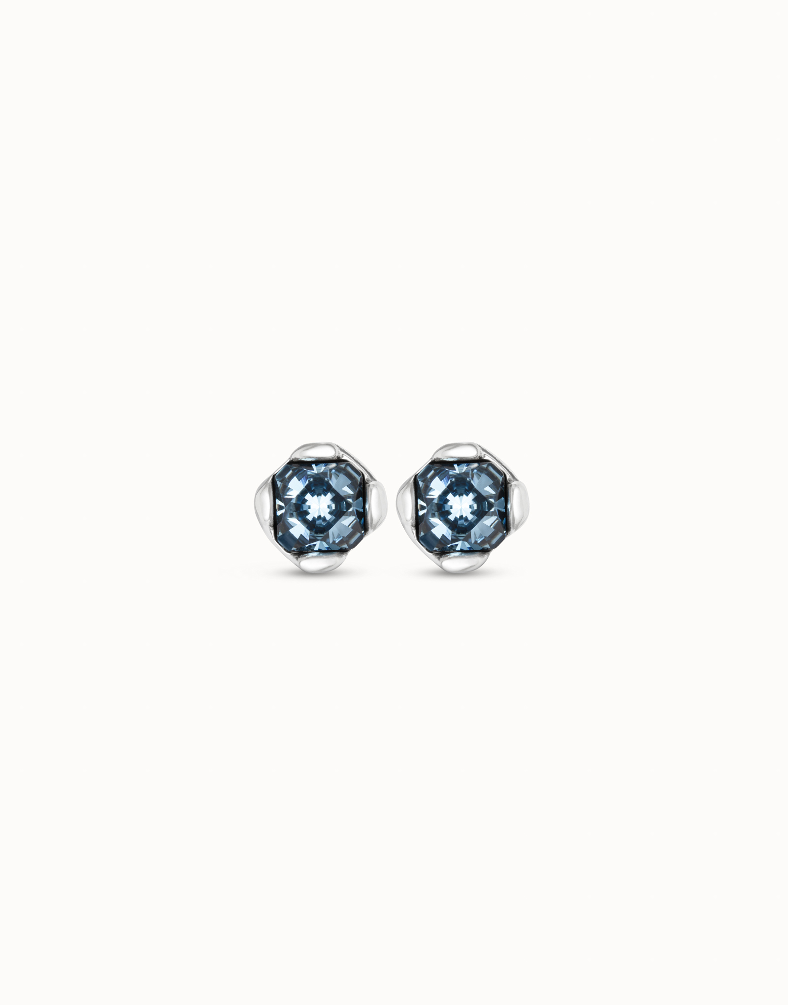 Boucles d’oreilles plaquées argent avec cristaux bleus, Argent, large image number null