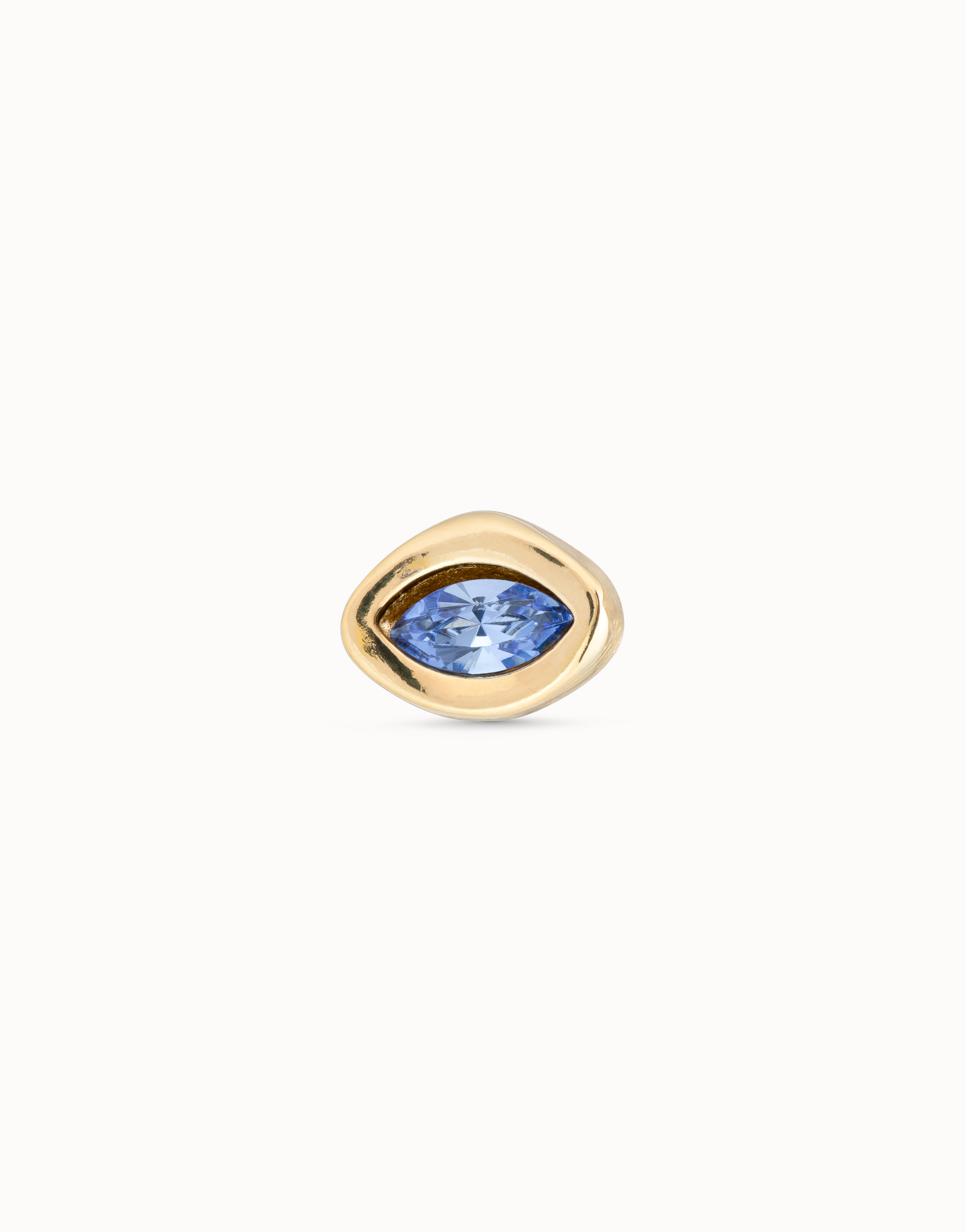 18K gold-plated piercing with blue crystal, Golden, large image number null