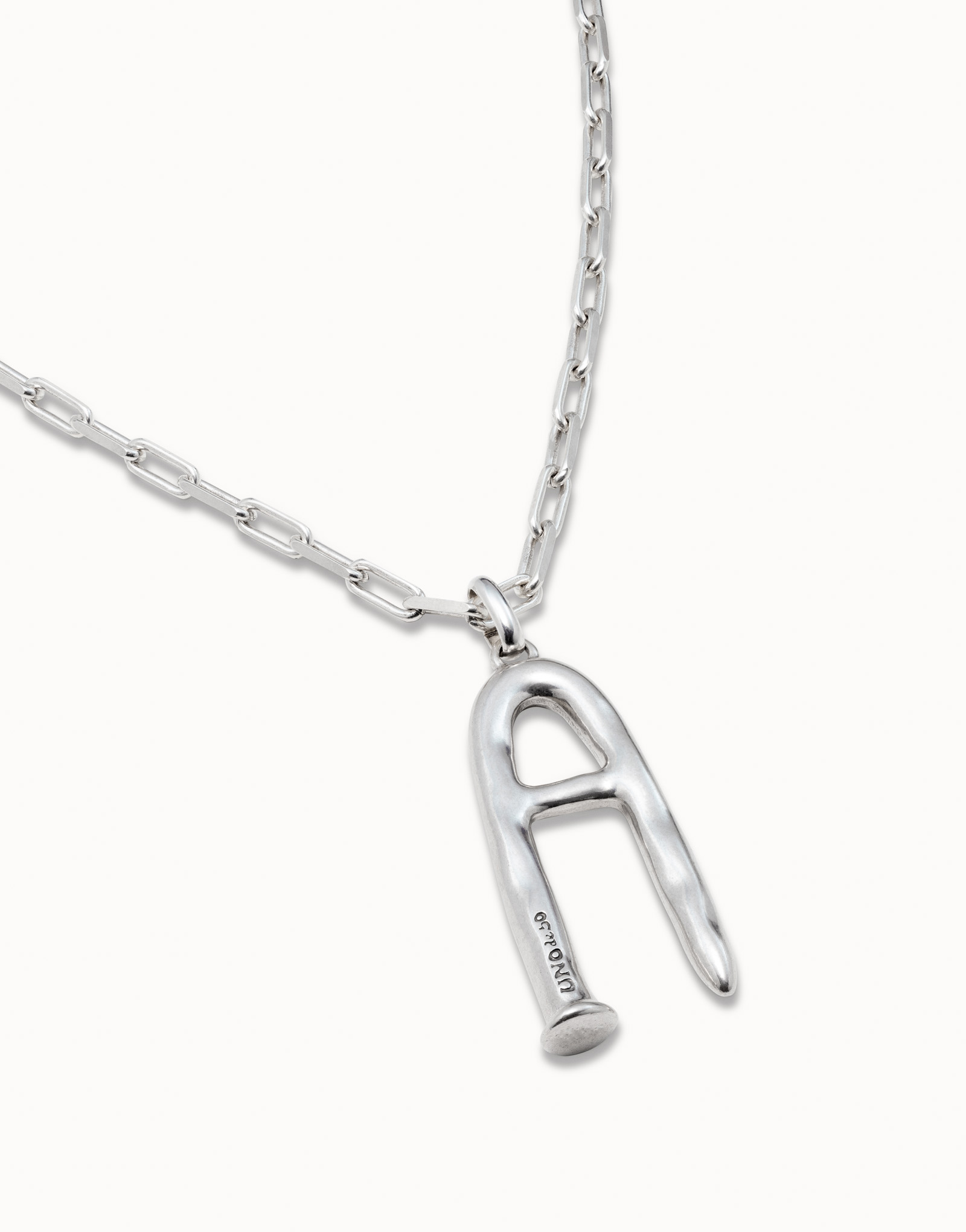 Sterling silver-plated letter A pendant, Silver, large image number null