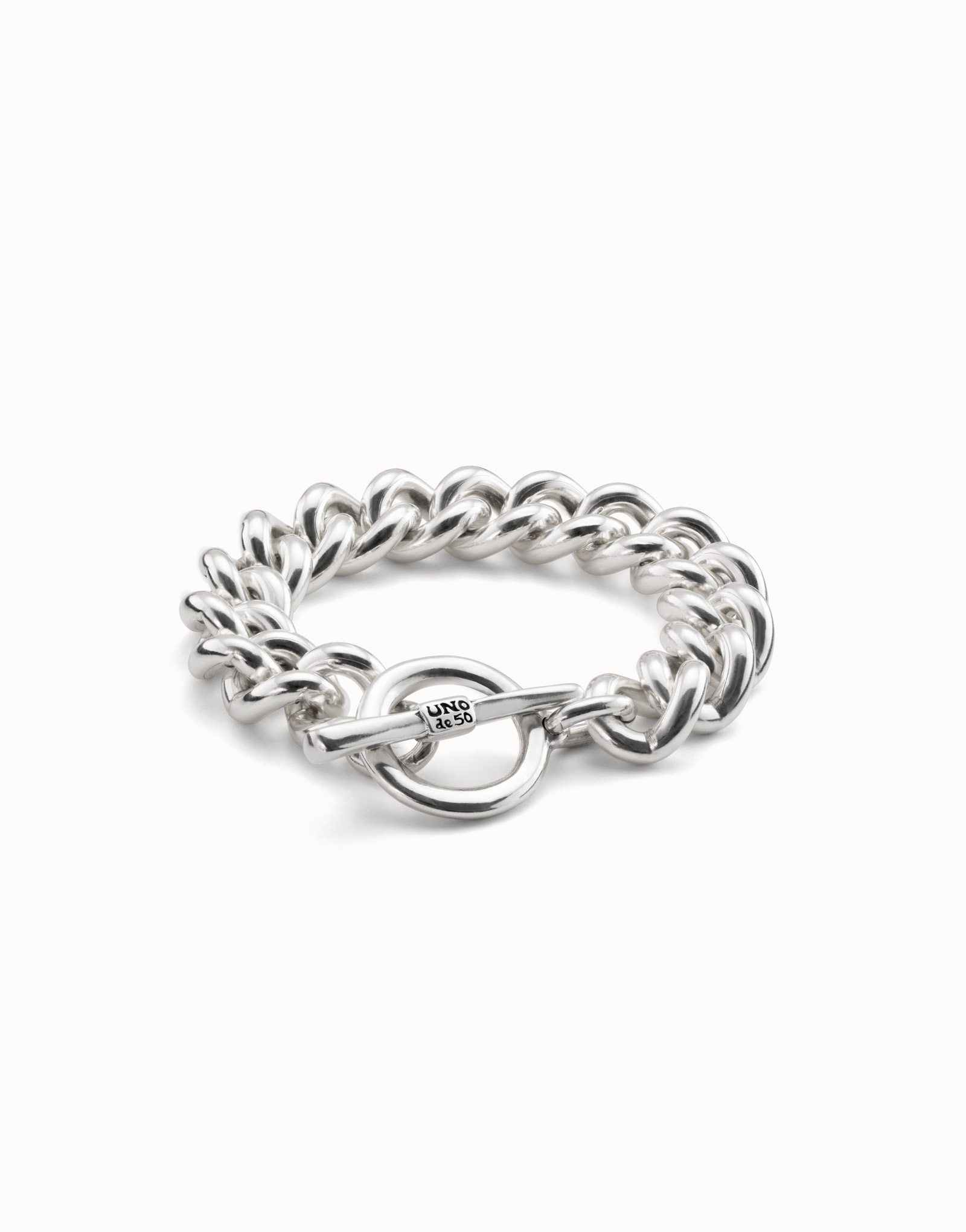 Sterling silver-plated bracelet with curb chain, Silver, large image number null