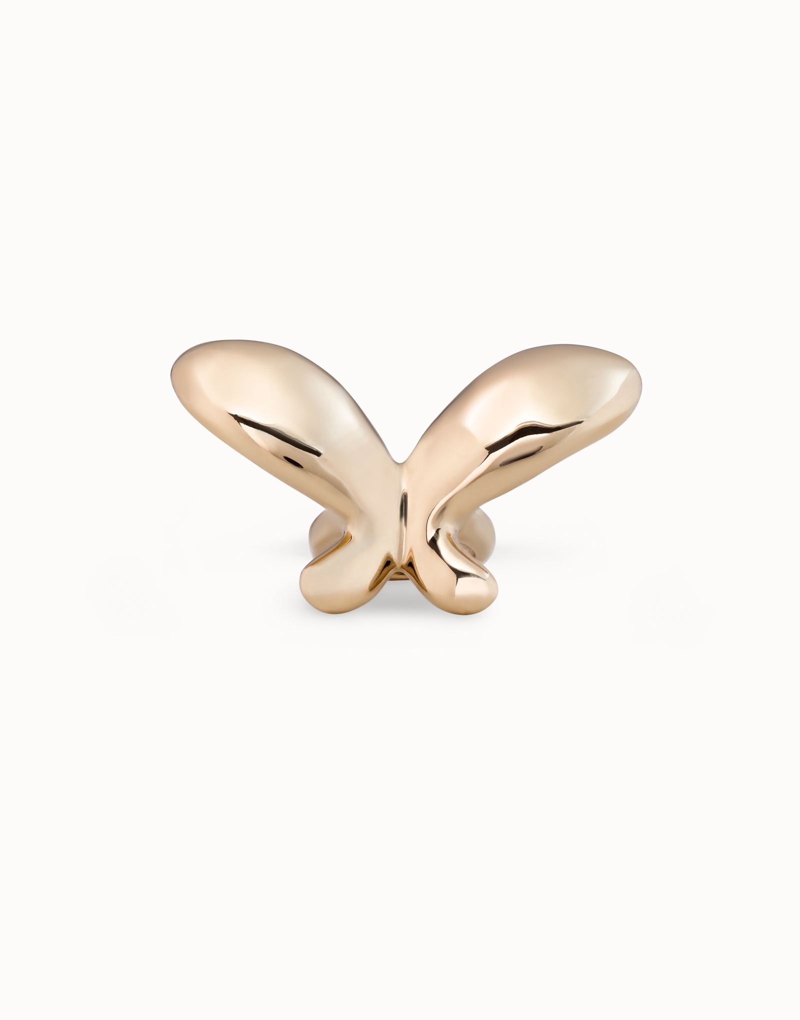 18K gold-plated ring with medium sized butterfly shape, Golden, large image number null