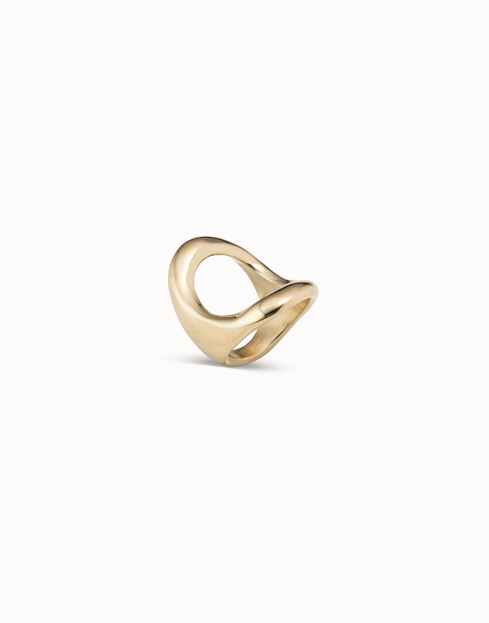 18K gold-plated ring with large central oval, Golden, large image number null