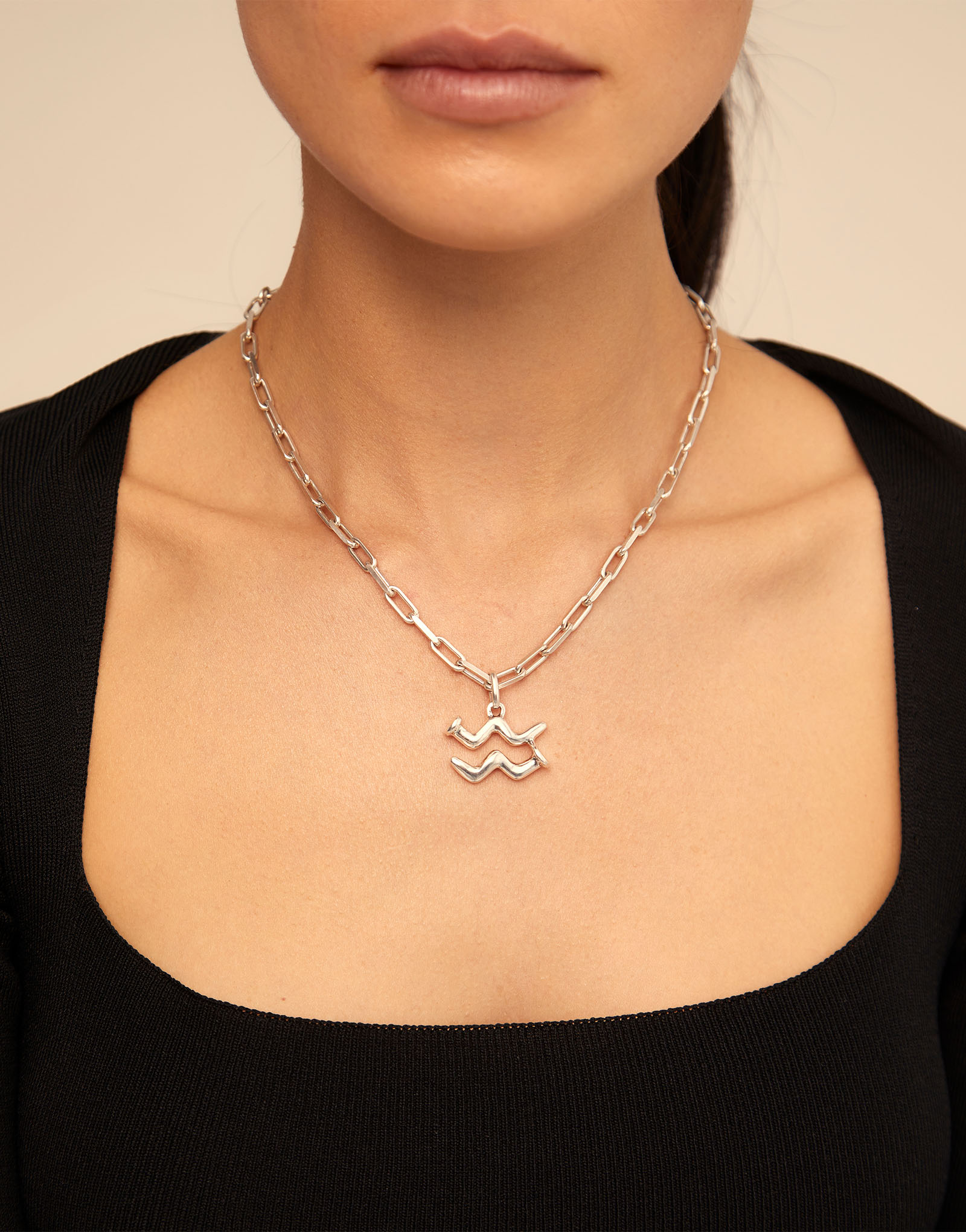 Sterling silver-plated short chain, Silver, large image number null