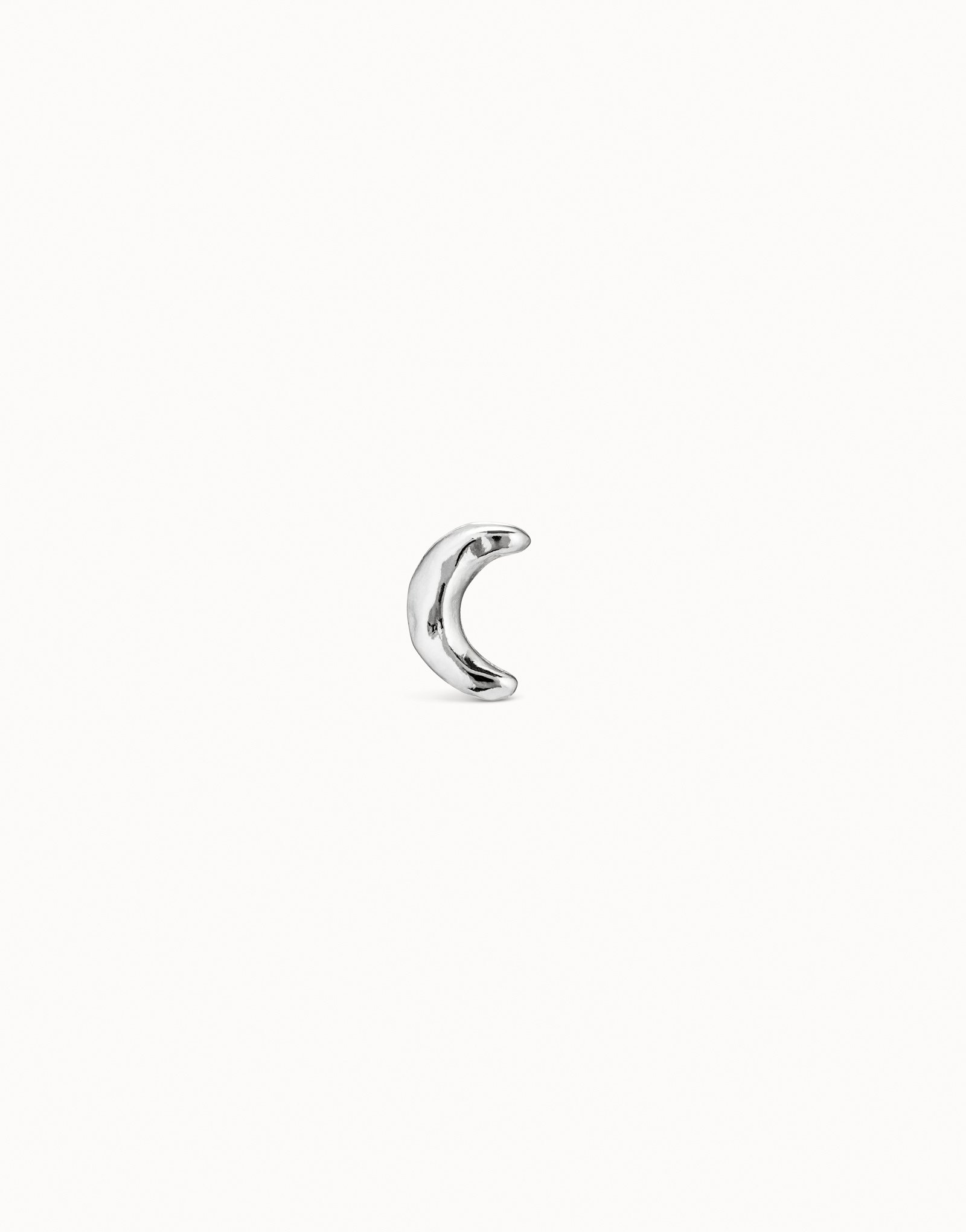 Sterling silver-plated moon piercing, Silver, large image number null