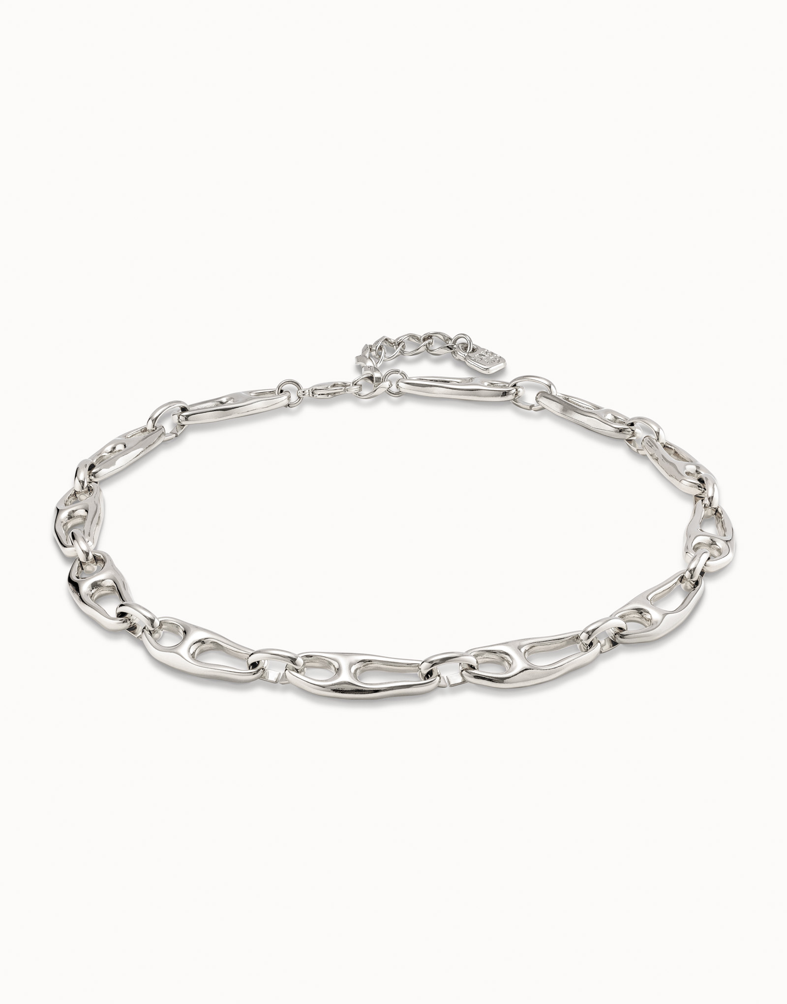 Sterling silver-plated short necklace and small links, Silver, large image number null