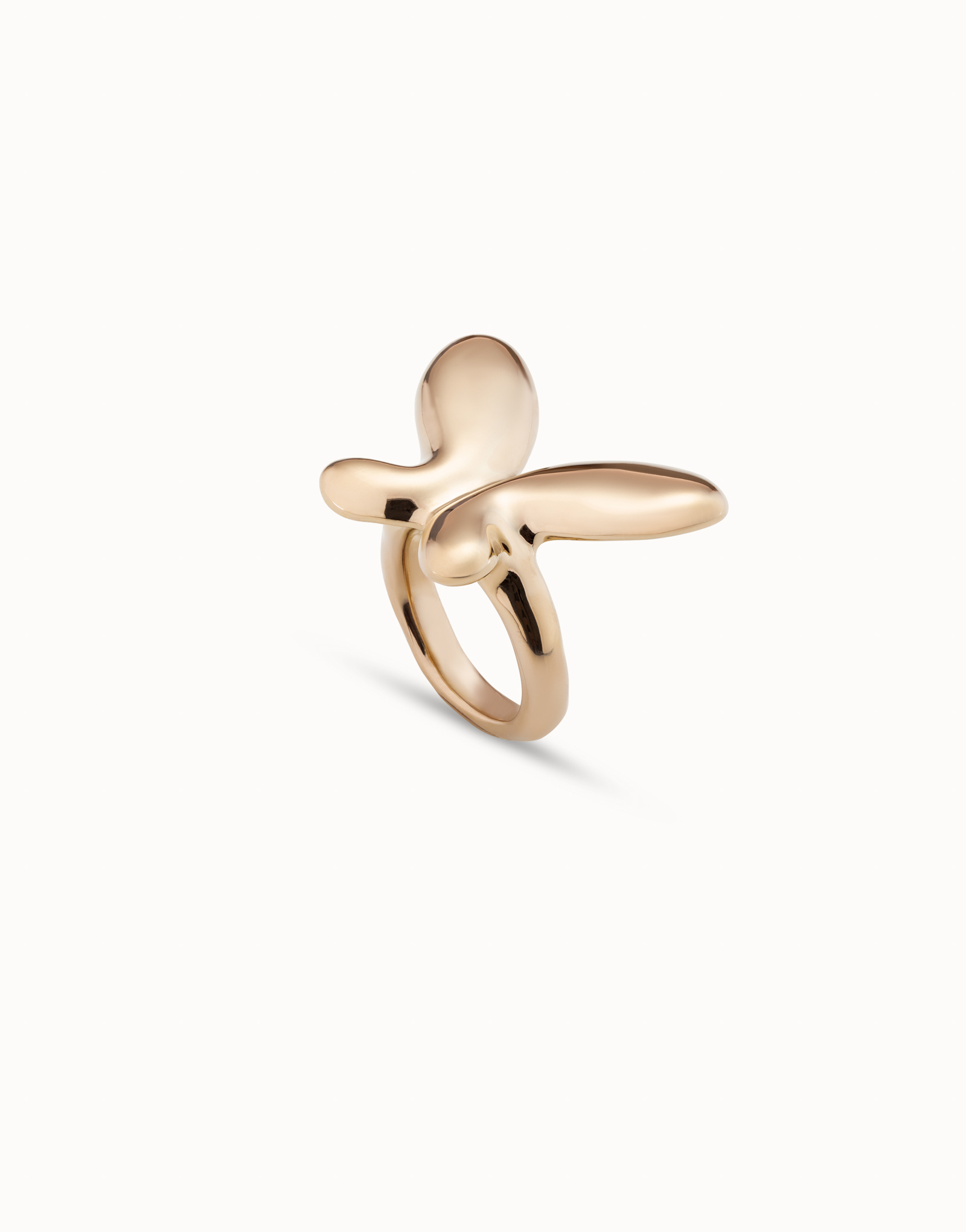 18K gold-plated ring with large sized butterfly shape, Golden, large image number null