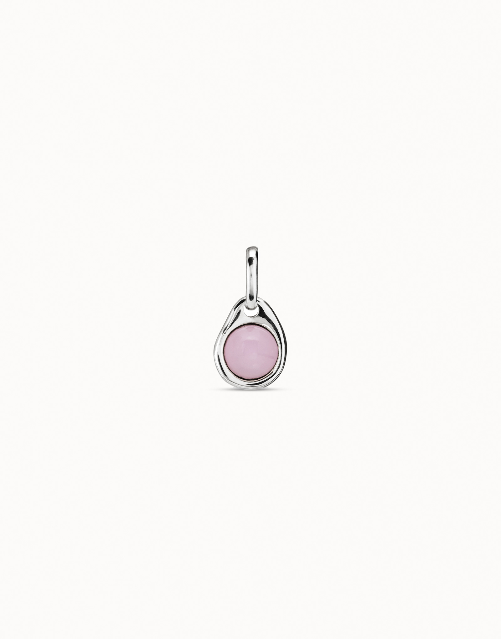 Charm solidario cáncer de mama bañado en plata de ley y cristal de murano rosa, Plateado, large image number null