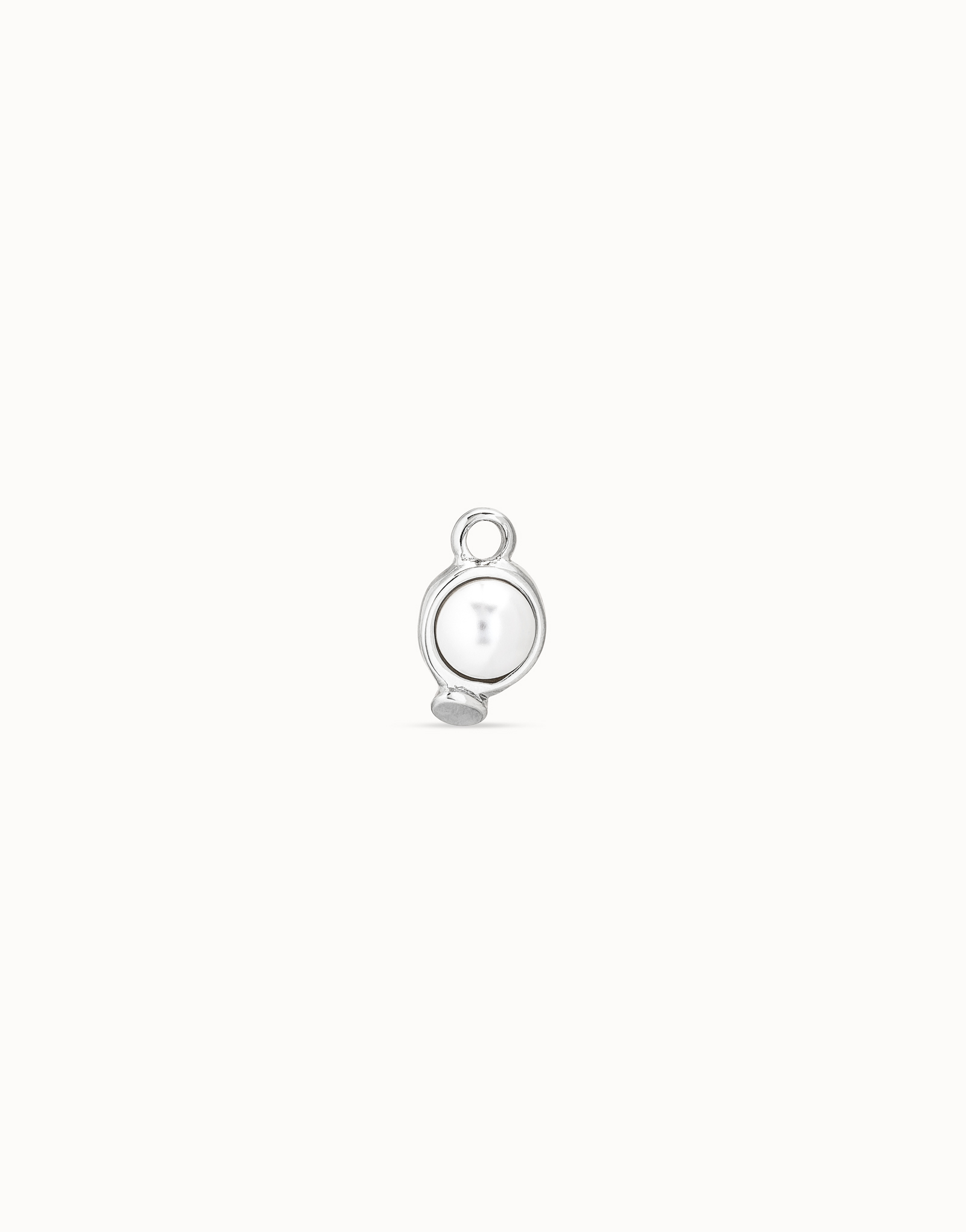 Sterling silver-plated circle and crystal piercing charm, Silver, large image number null