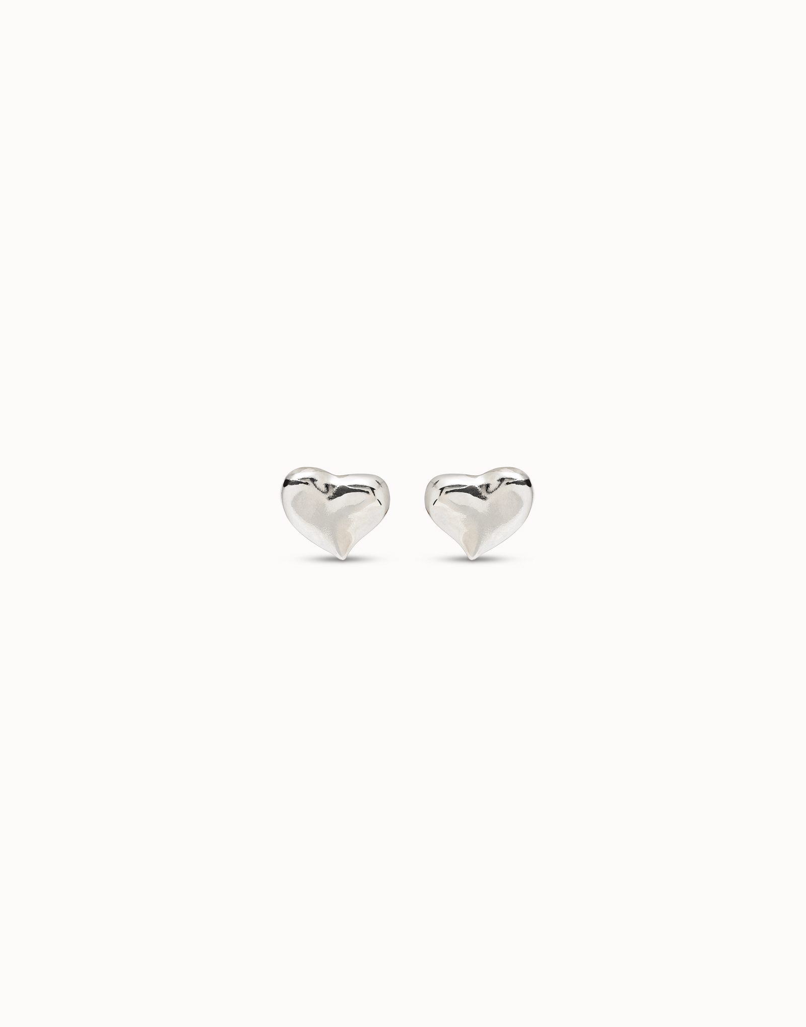 Sterling silver-plated medium sized heart shaped earrings, Silver, large image number null