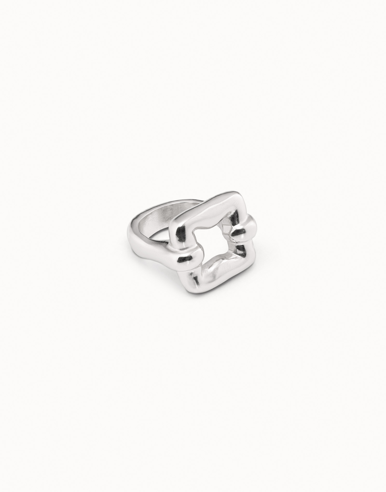 Sterling silver-plated square link ring, Silver, large image number null