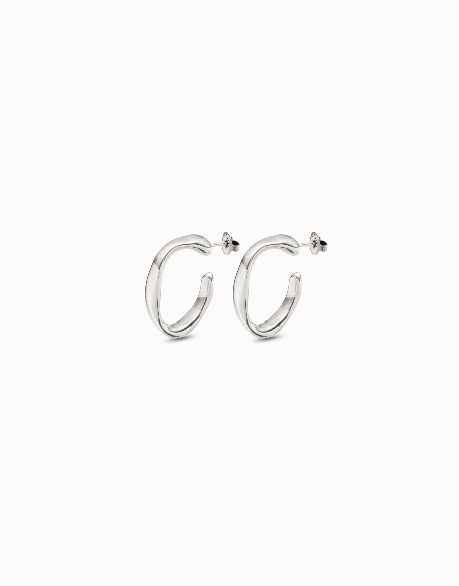 Sterling silver-plated wide hoop earrings, Silver, large image number null