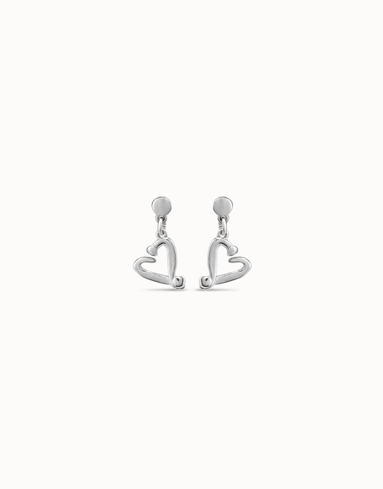 Sterling silver-plated nailed heart shaped earrings, Silver, large image number null