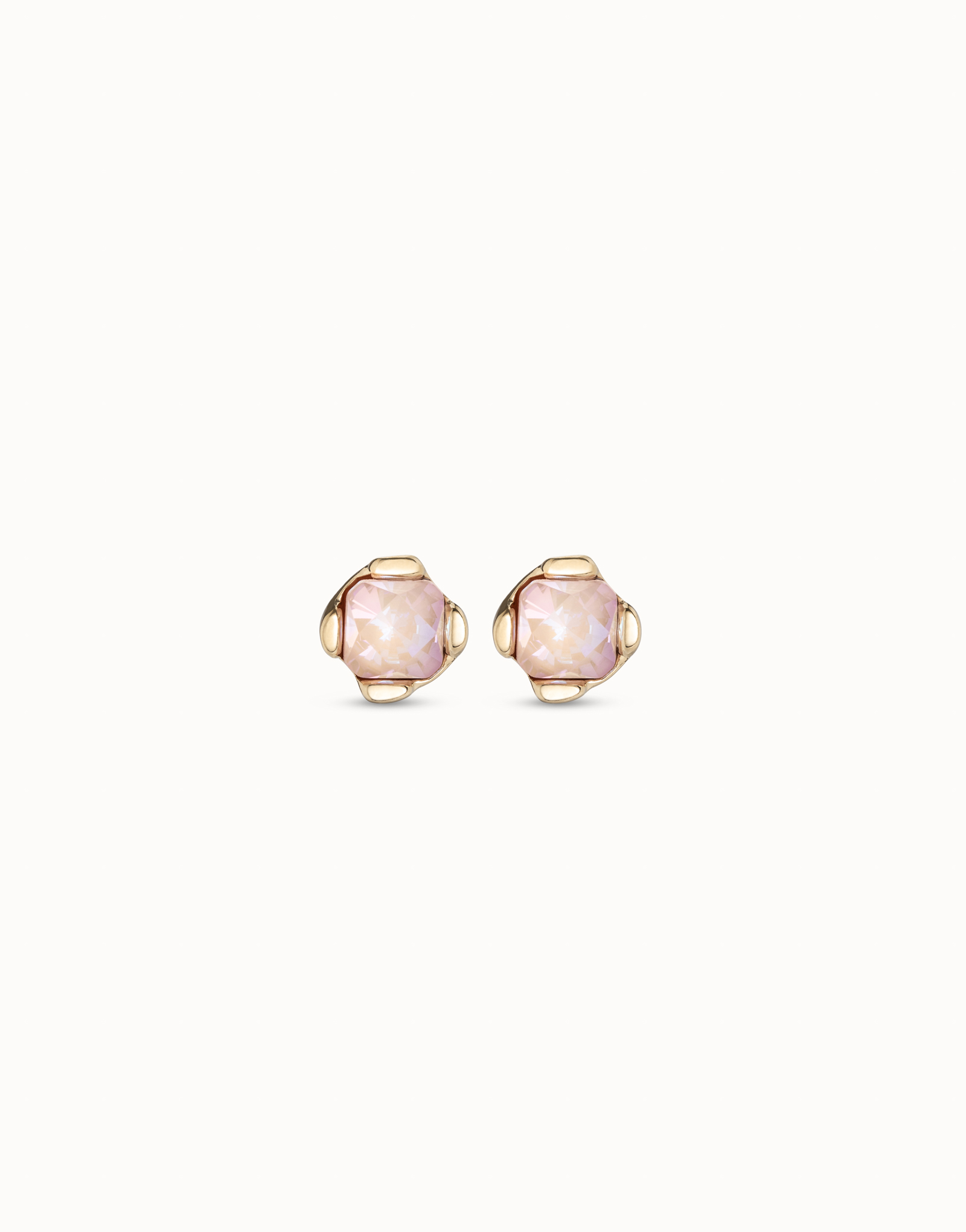 Boucles d’oreilles plaquées or 18 carats avec cristal rose, Or, large image number null