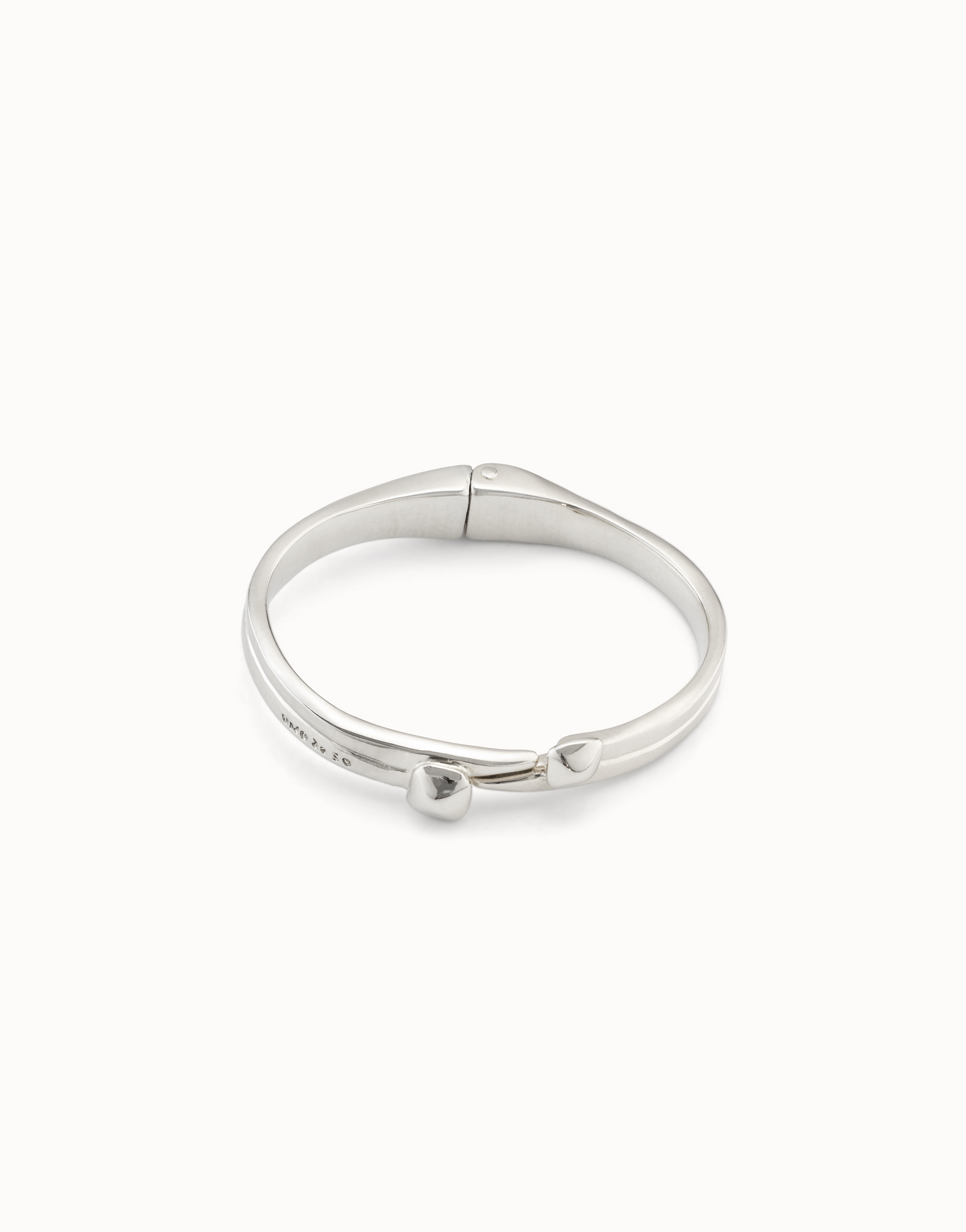 Sterling silver-plated nail shaped bracelet with hidden spring, Silver, large image number null