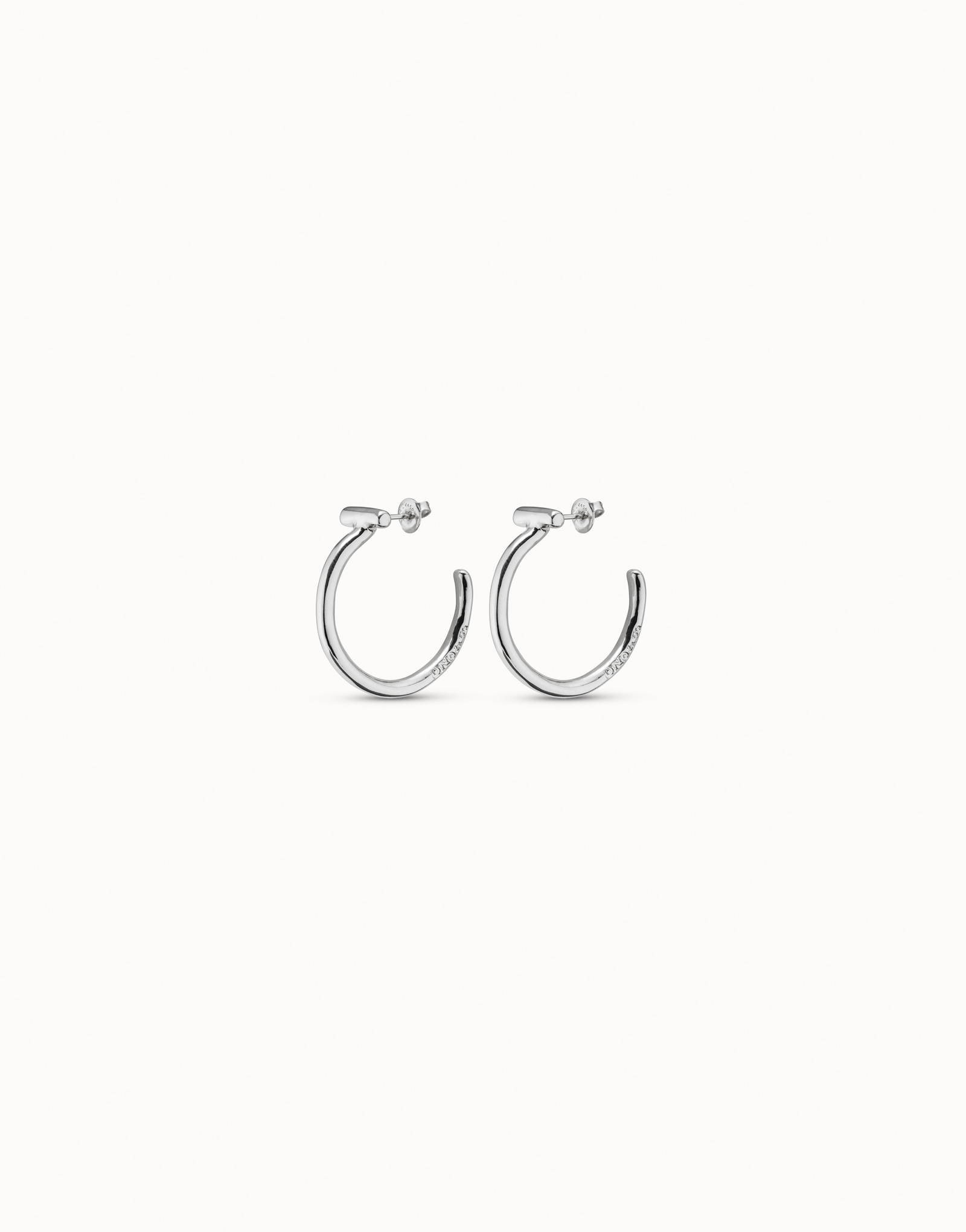 Sterling silver-plated round earrings, Silver, large image number null