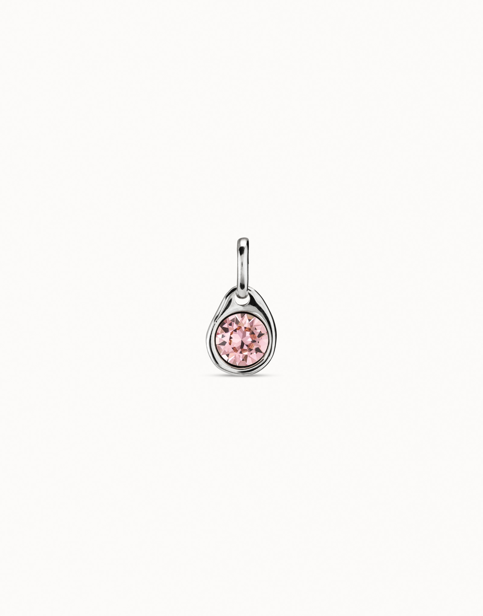Sterling silver-plated charm with pink crystal, Silver, large image number null