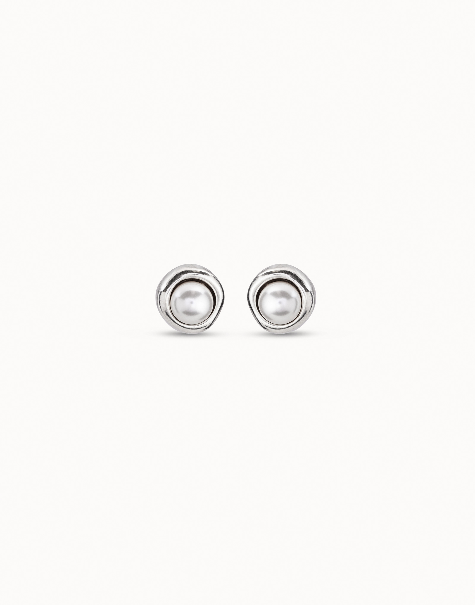 Boucles d’oreilles plaquées argent avec perle, Argent, large image number null