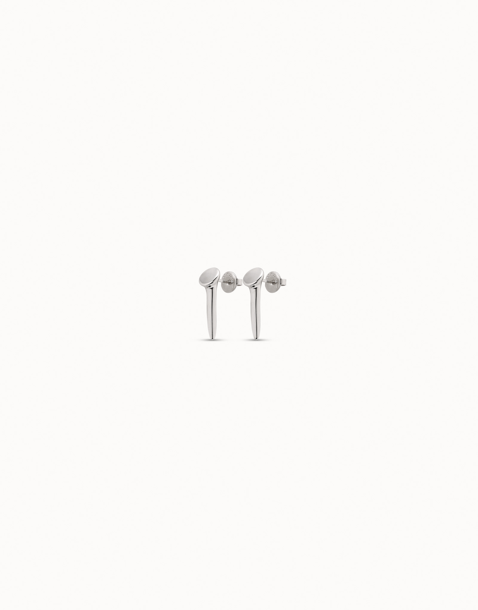 Sterling silver-plated nail shaped earrings, Silver, large image number null
