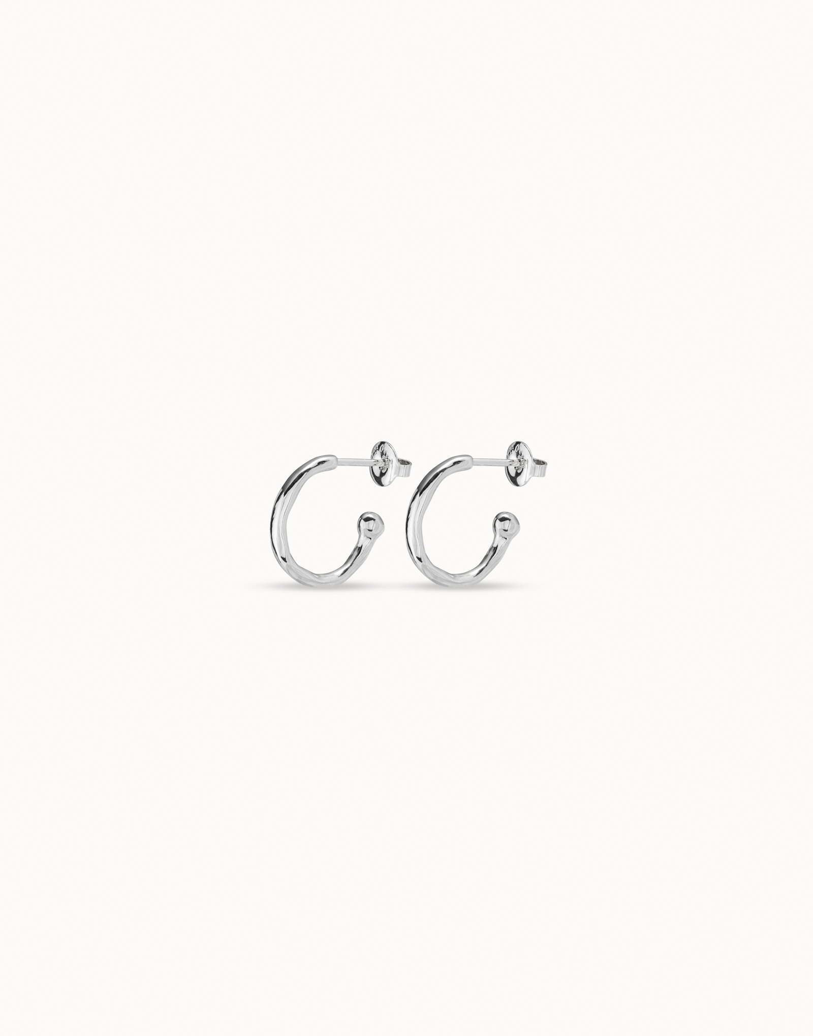 Sterling silver-plated hoop shaped earrings, Silver, large image number null