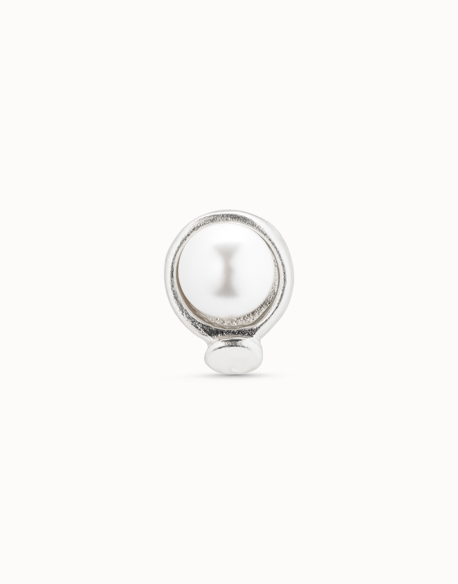 Piercing plaqué argent en forme de cercle cloué et perle, Argent, large image number null