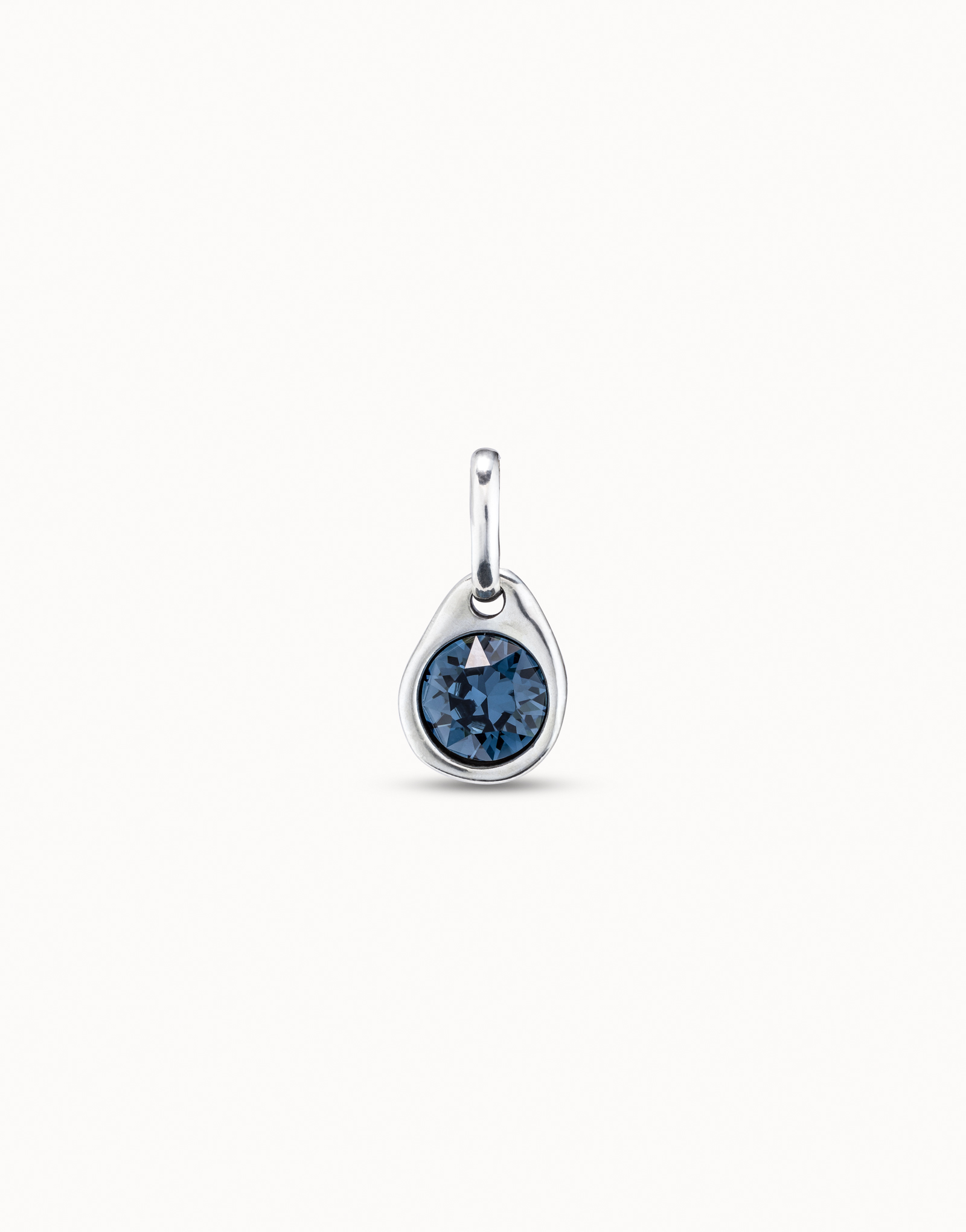 Sterling silver-plated circular charm with crystal, Silver, large image number null