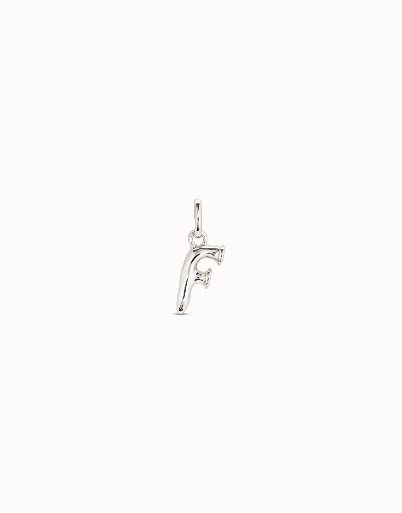 Sterling silver-plated letter F charm, Silver, large image number null