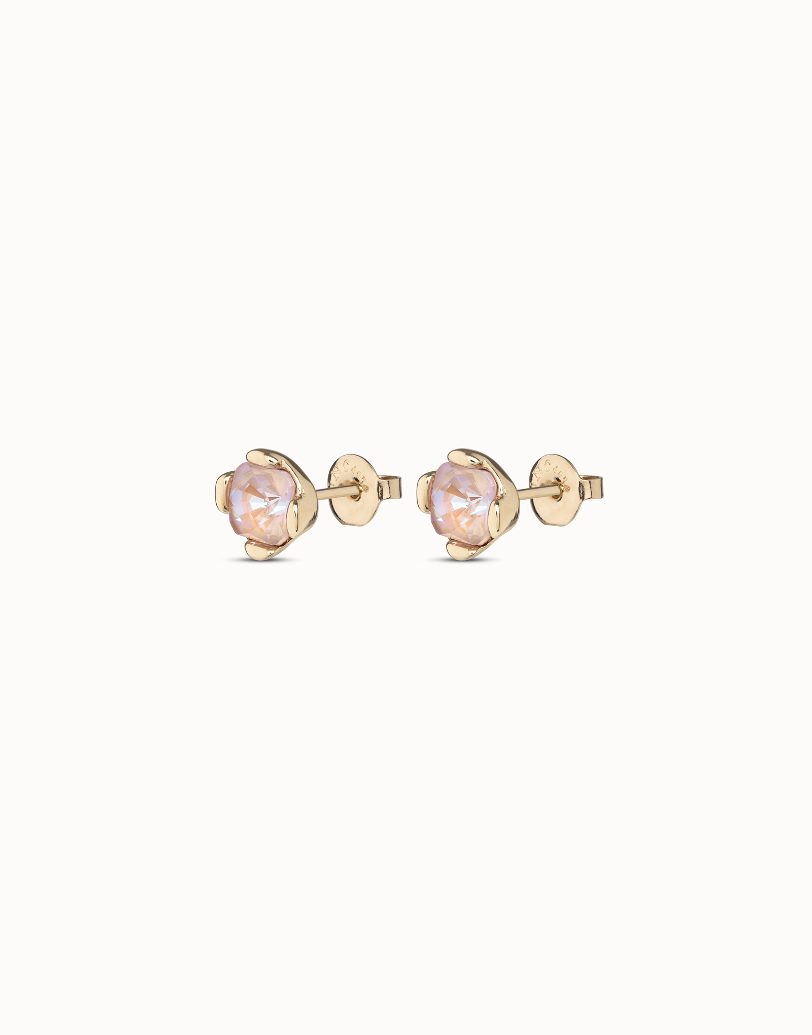 18K gold-plated earrings with pink crystal, Golden, large image number null