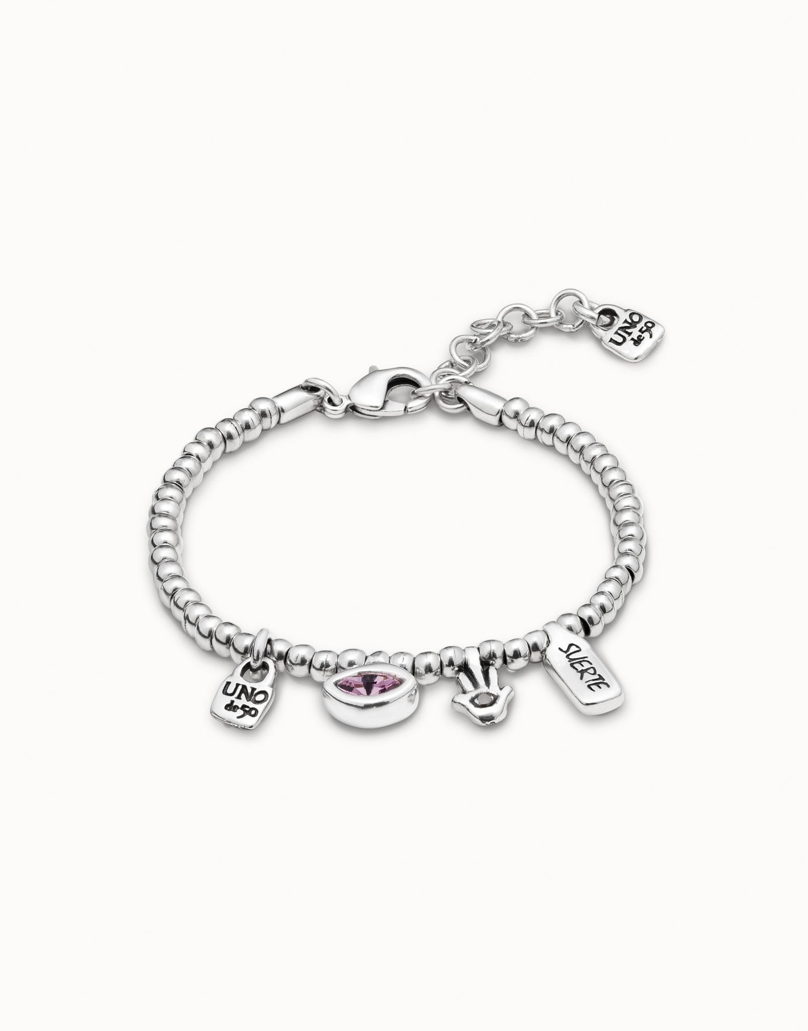 Sterling silver-plated bracelet with crystals, Silver, large image number null