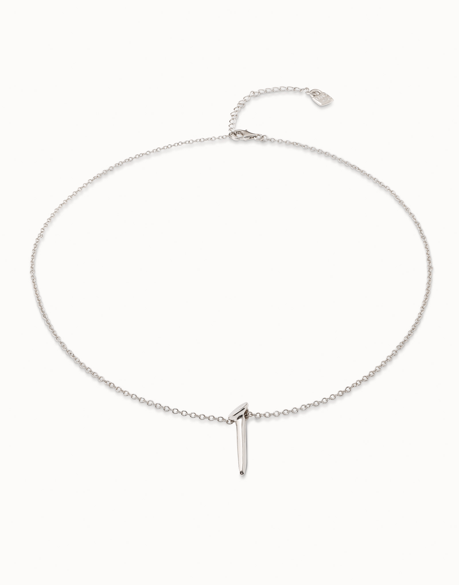 Sterling silver-plated nail shaped necklace, Silver, large image number null