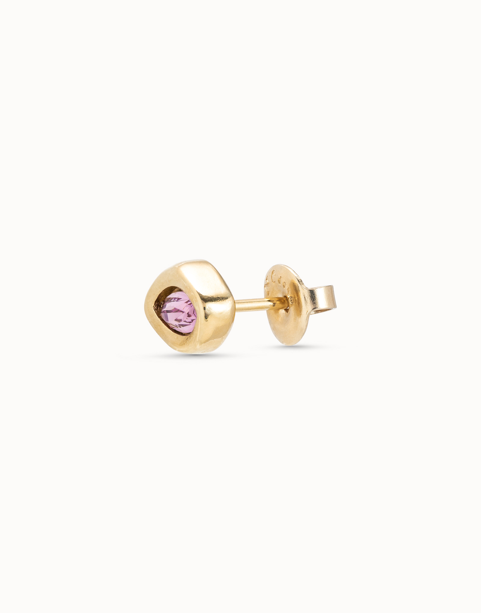 18K gold-plated piercing with purple crystal, Golden, large image number null