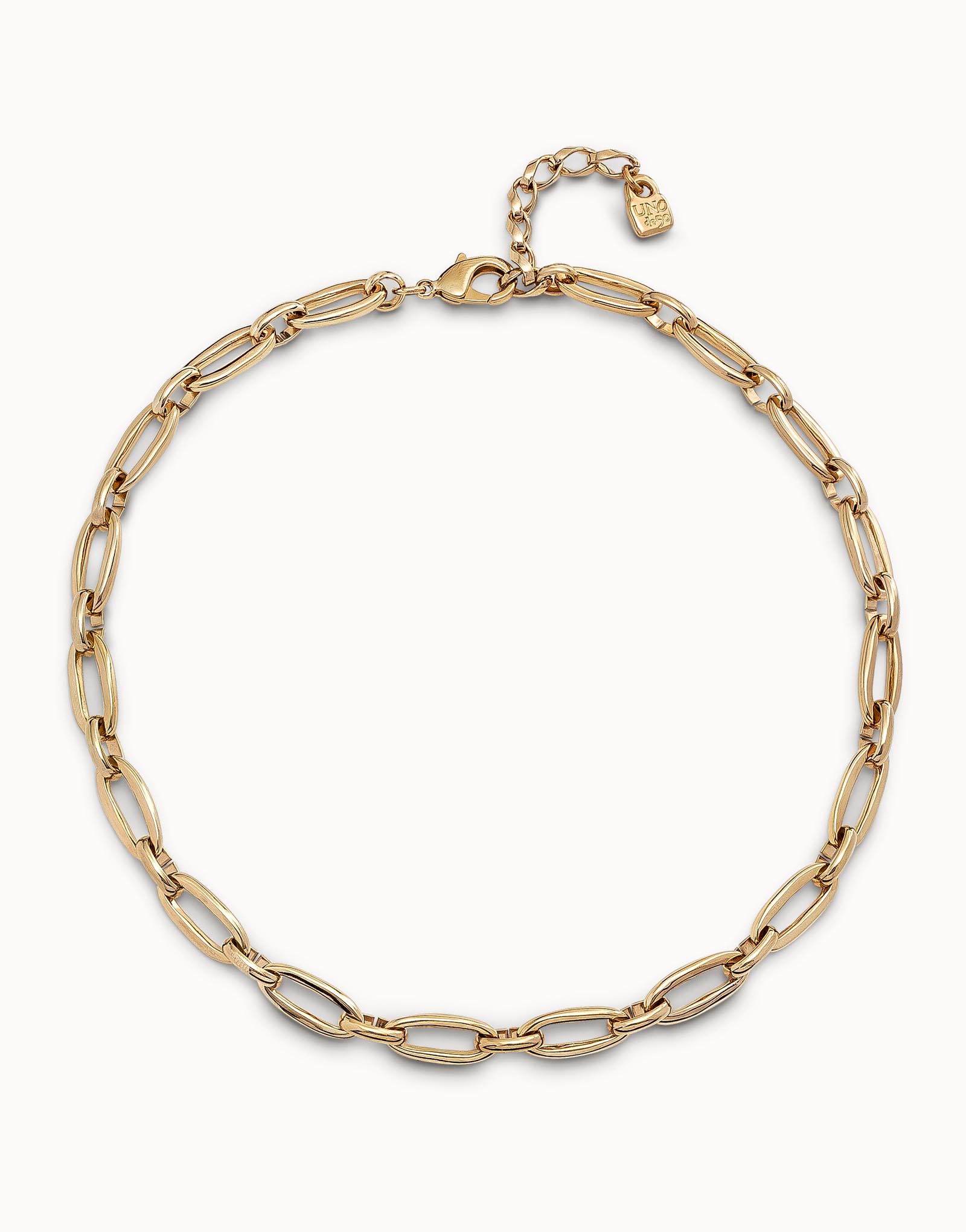 18K gold-plated short necklace with medium sized oval links, Golden, large image number null