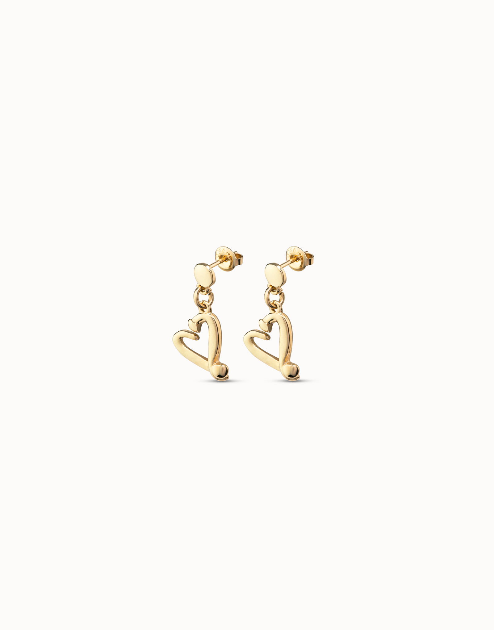 18K gold-plated nailed heart shaped earrings, Golden, large image number null