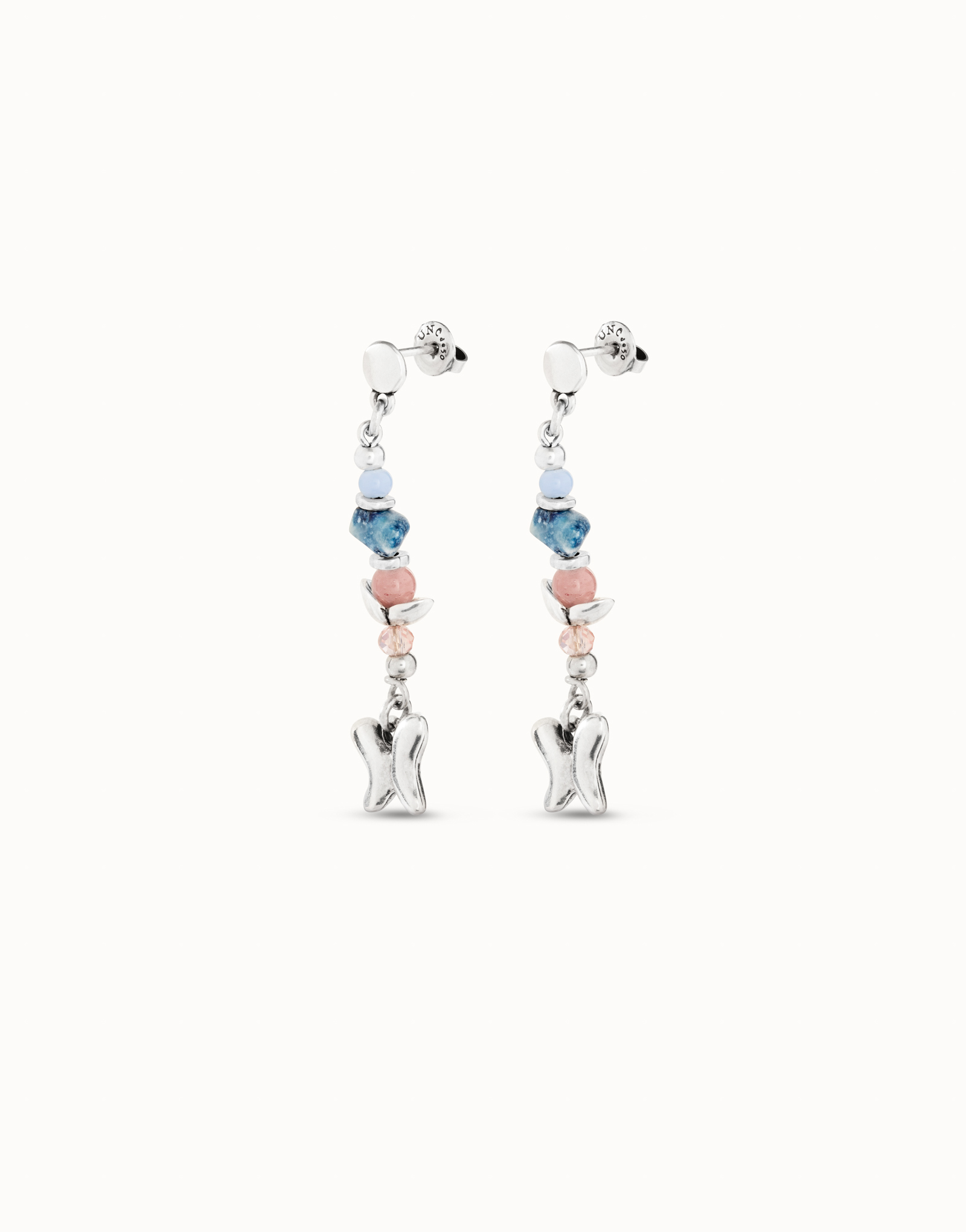 Sterling silver-plated dangling earrings with multicolor handmade crystals, Silver, large image number null