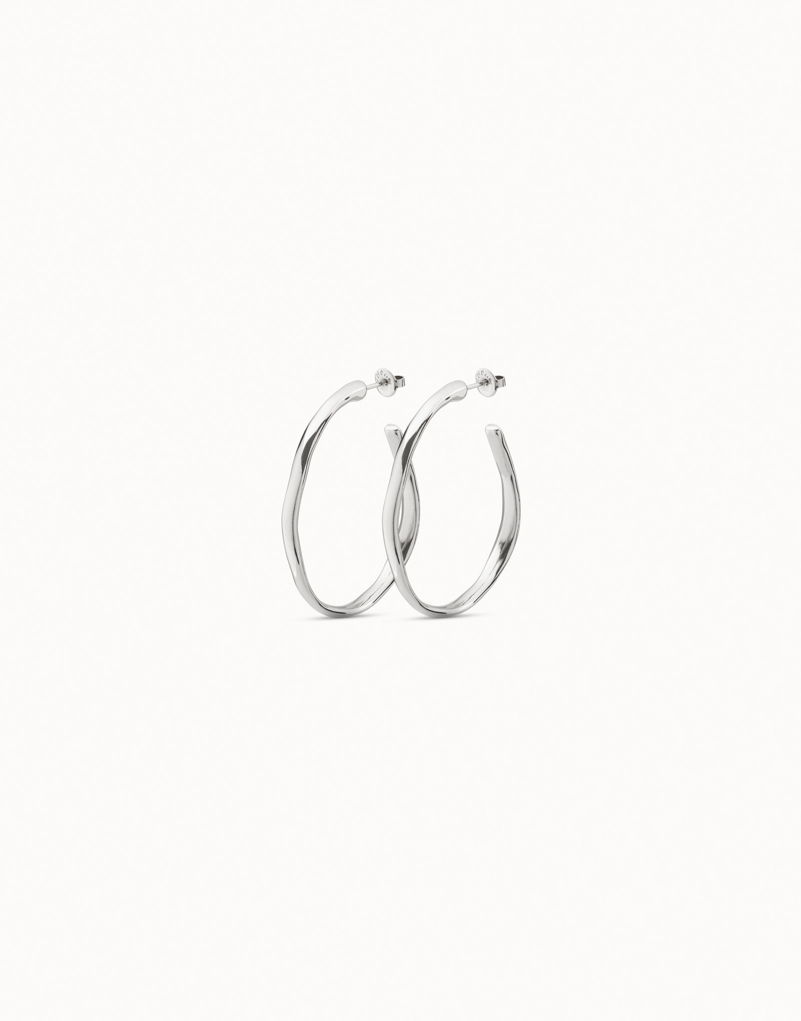 Sterling silver-plated open hoop earrings, Silver, large image number null