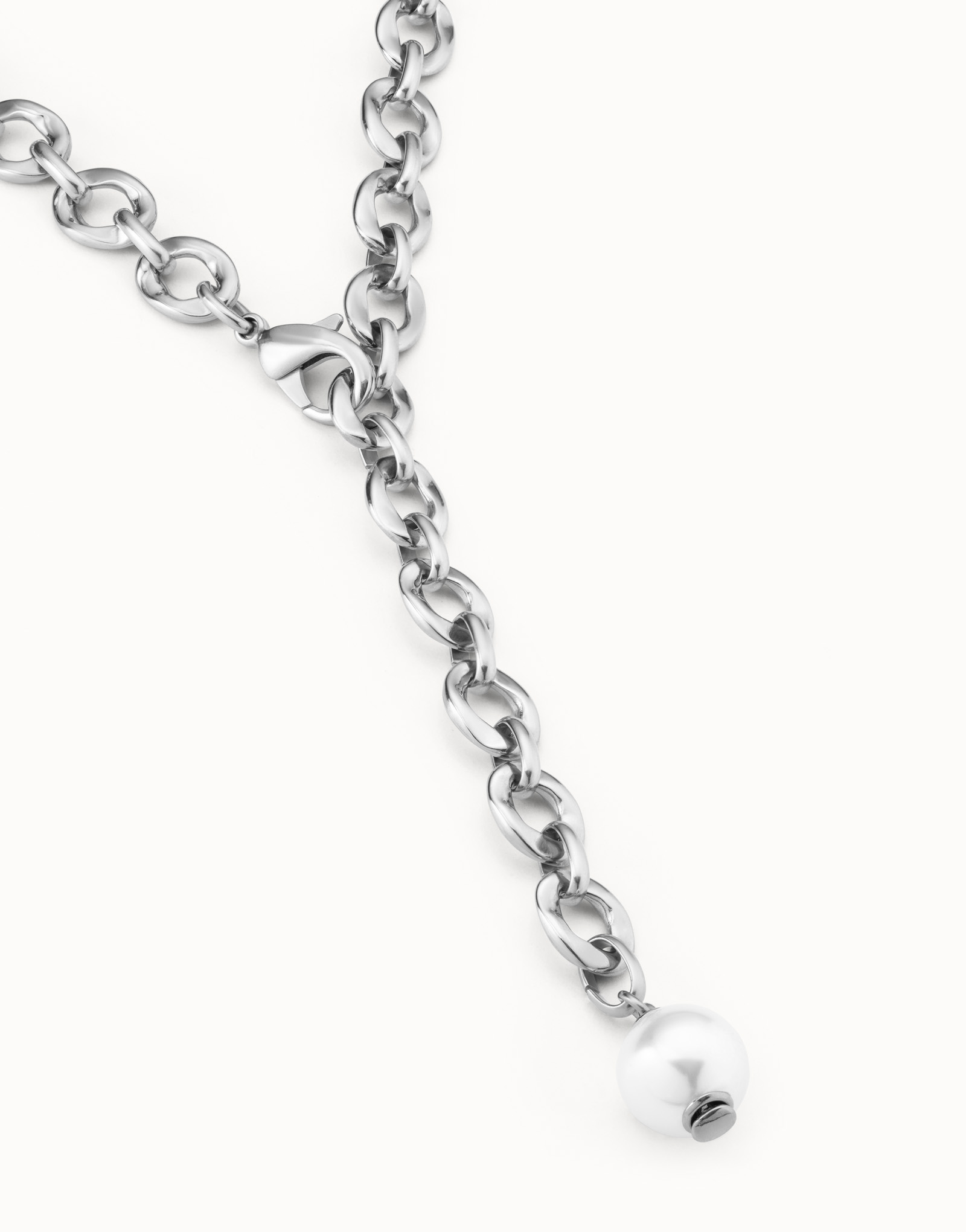 Sterling silver-plated necklace with oval links, Silver, large image number null