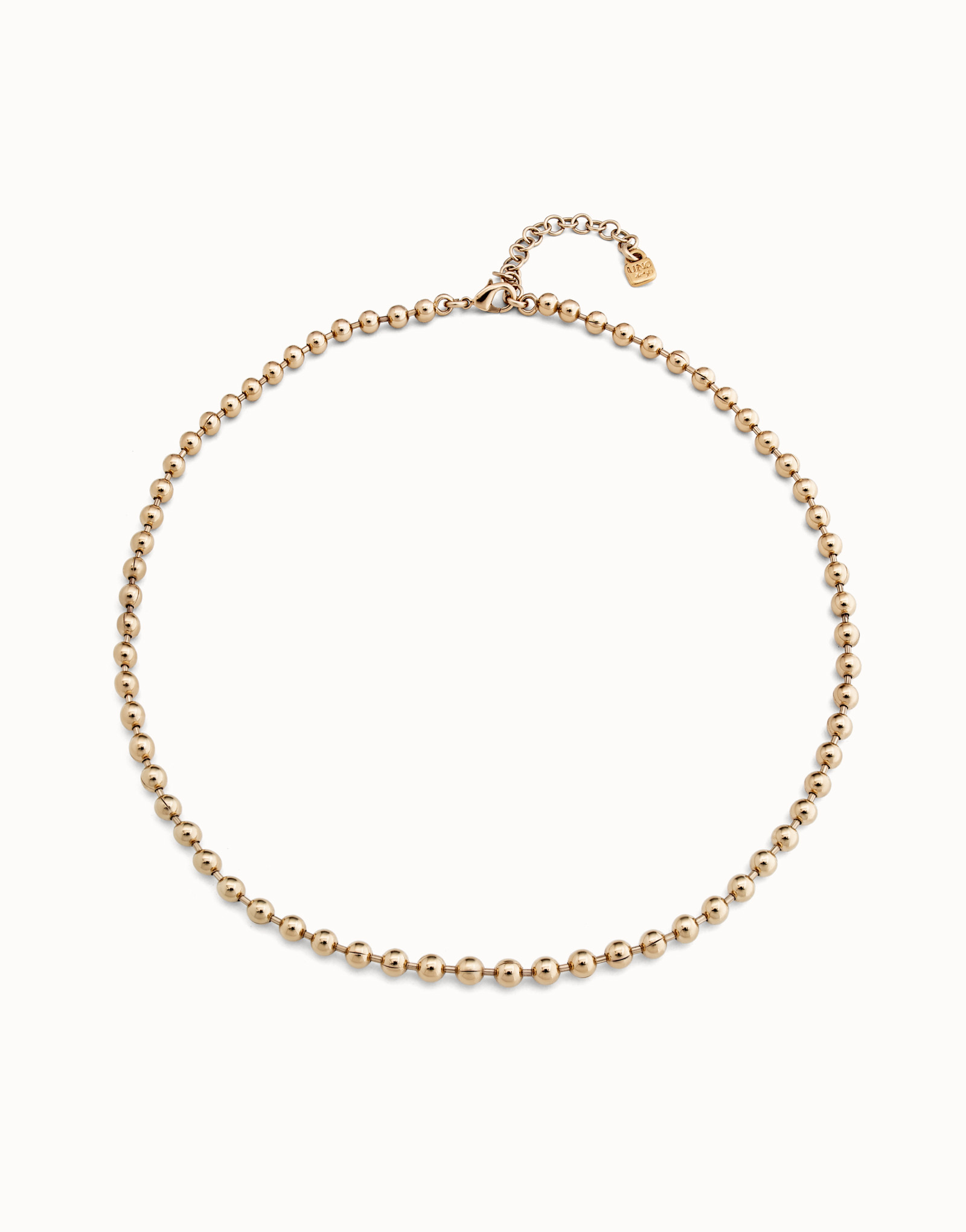 Sterling silver-plated chain with beads, carabiner clasp and extension chain, Golden, large image number null