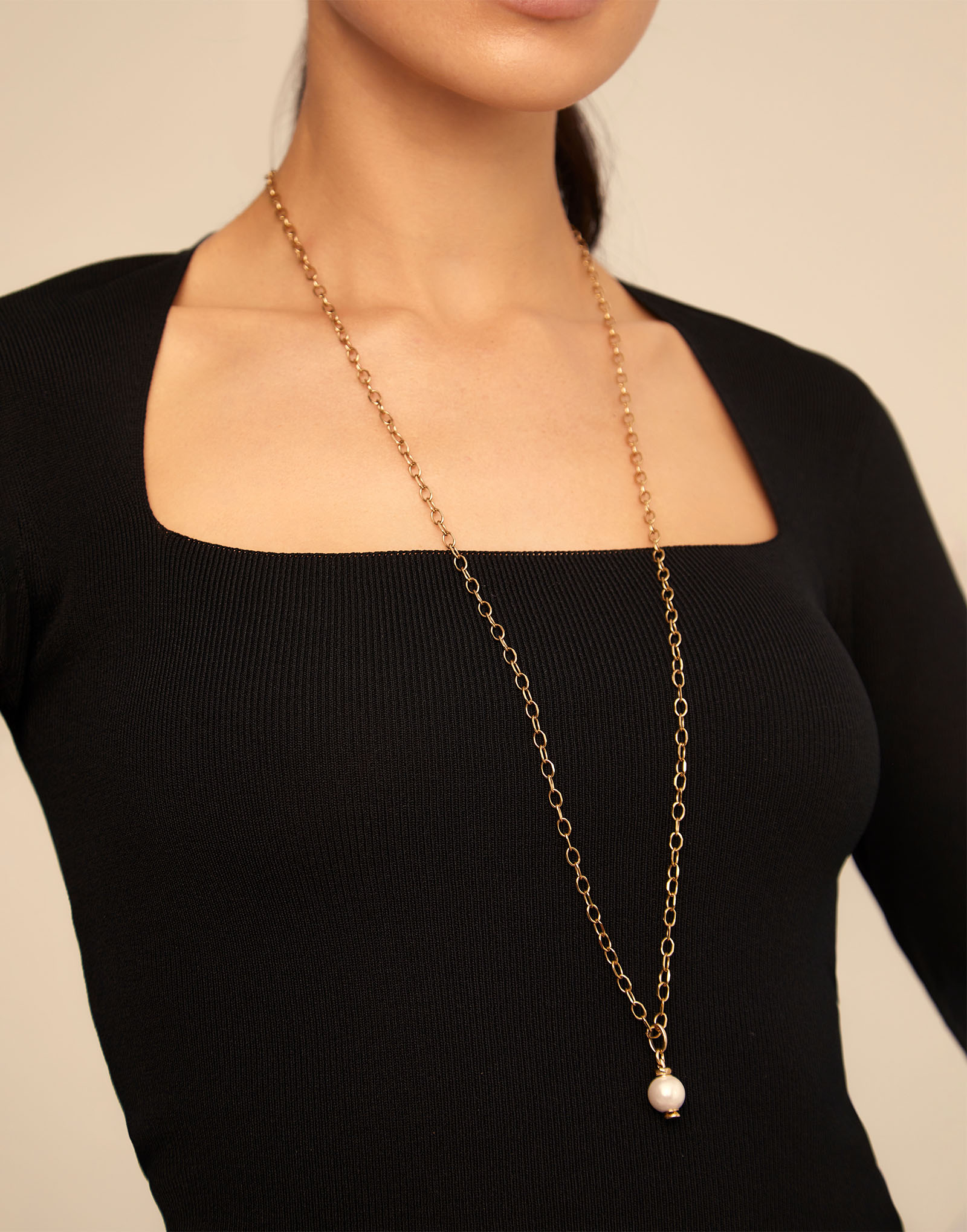 18K gold-plated long chain, Golden, large image number null