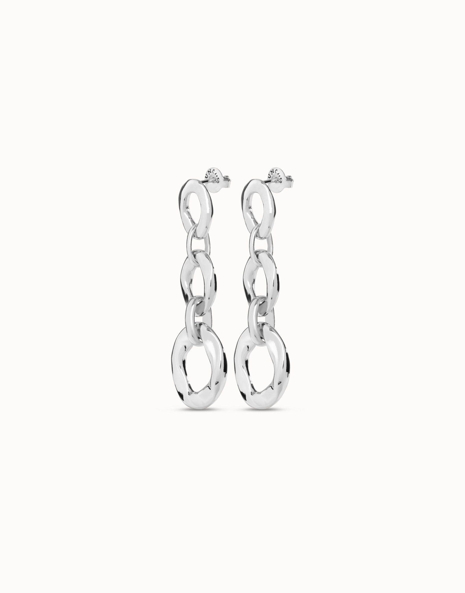 Sterling silver-plated earrings with 3 links, Silver, large image number null