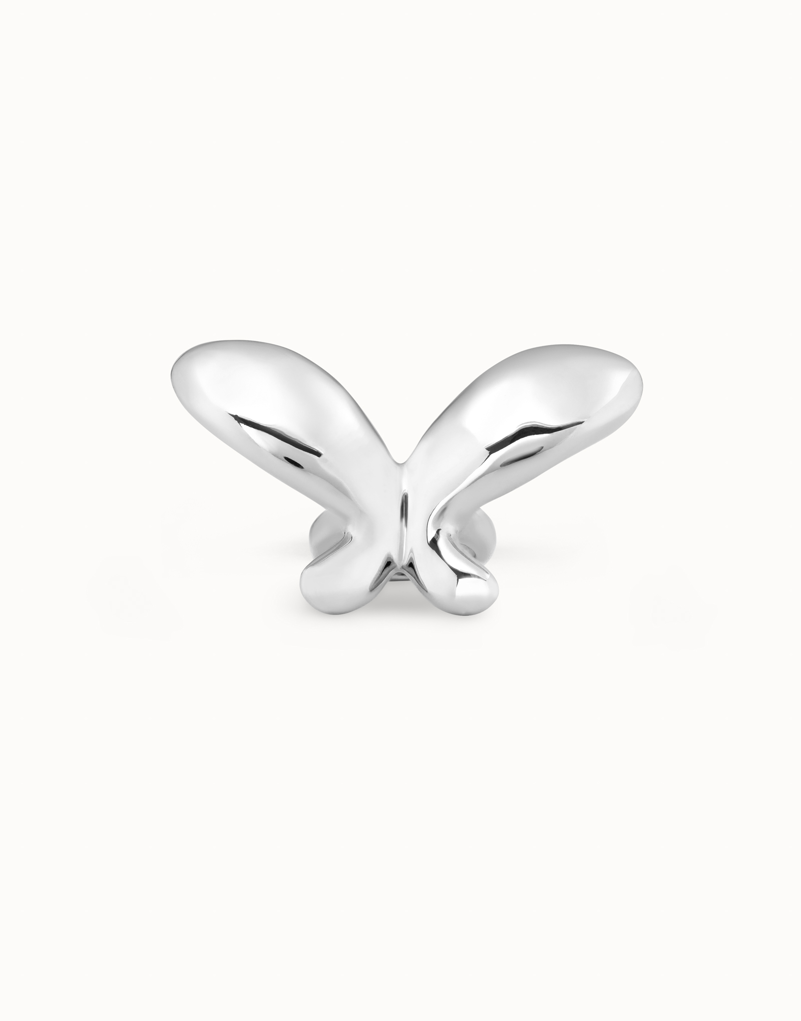 Sterling silver-plated ring with medium sized butterfly shape, Silver, large image number null