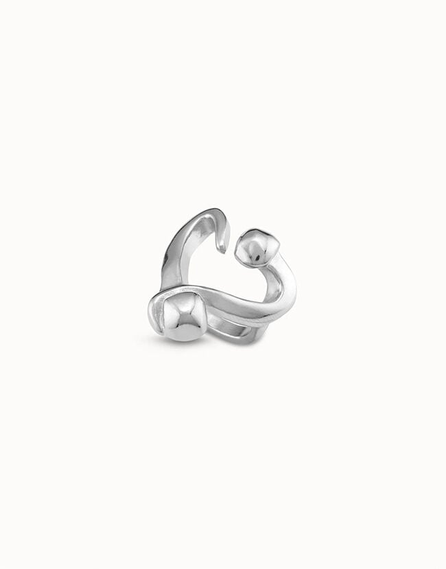 Anillo ba&ntilde;ado en plata abierto dise&ntilde;o coraz&oacute;n clavado