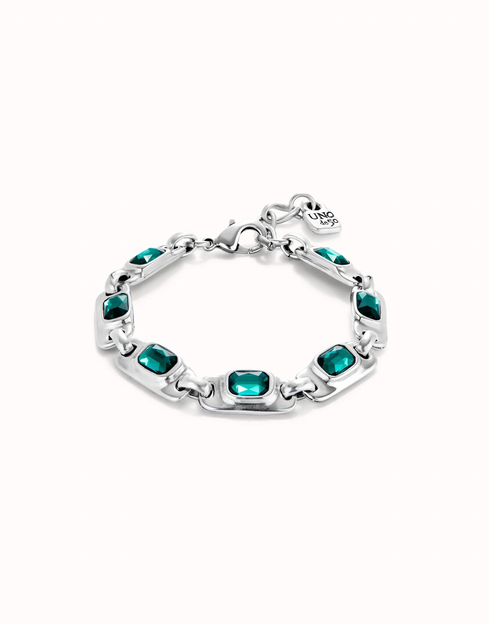 Chain bracelet with green crystals