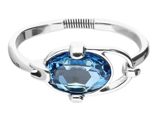 Bangle bracelet with faceted blue crystal