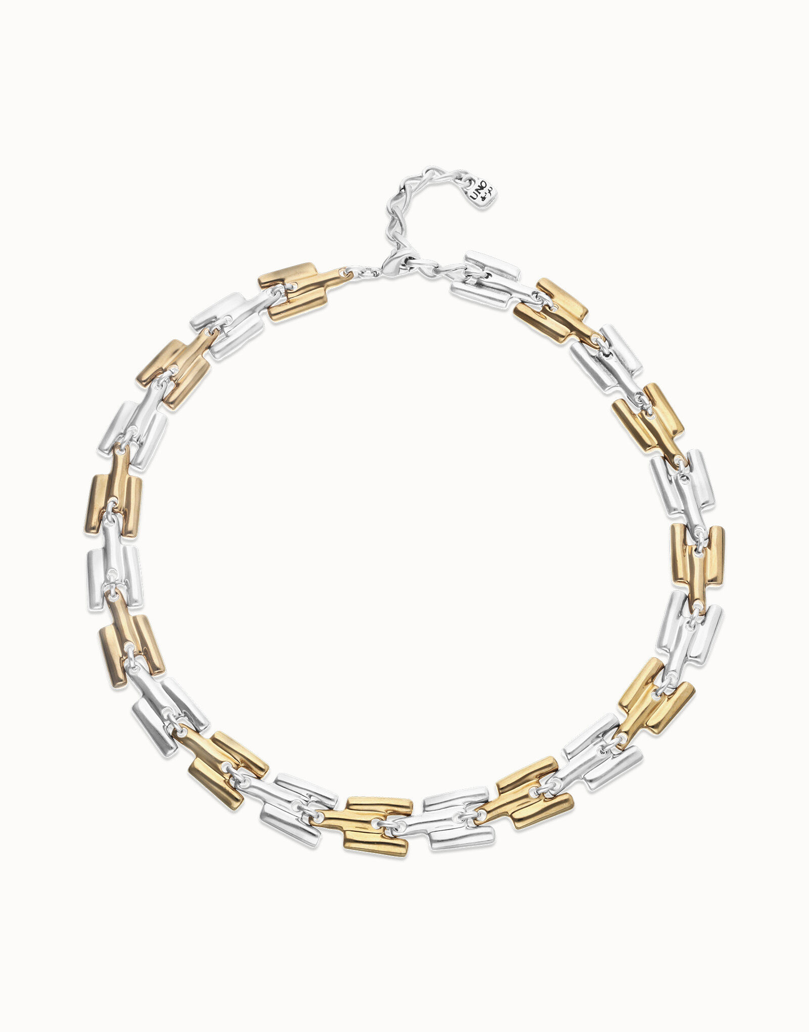 Collar con eslabones combinados en ba&ntilde;o de oro y plata